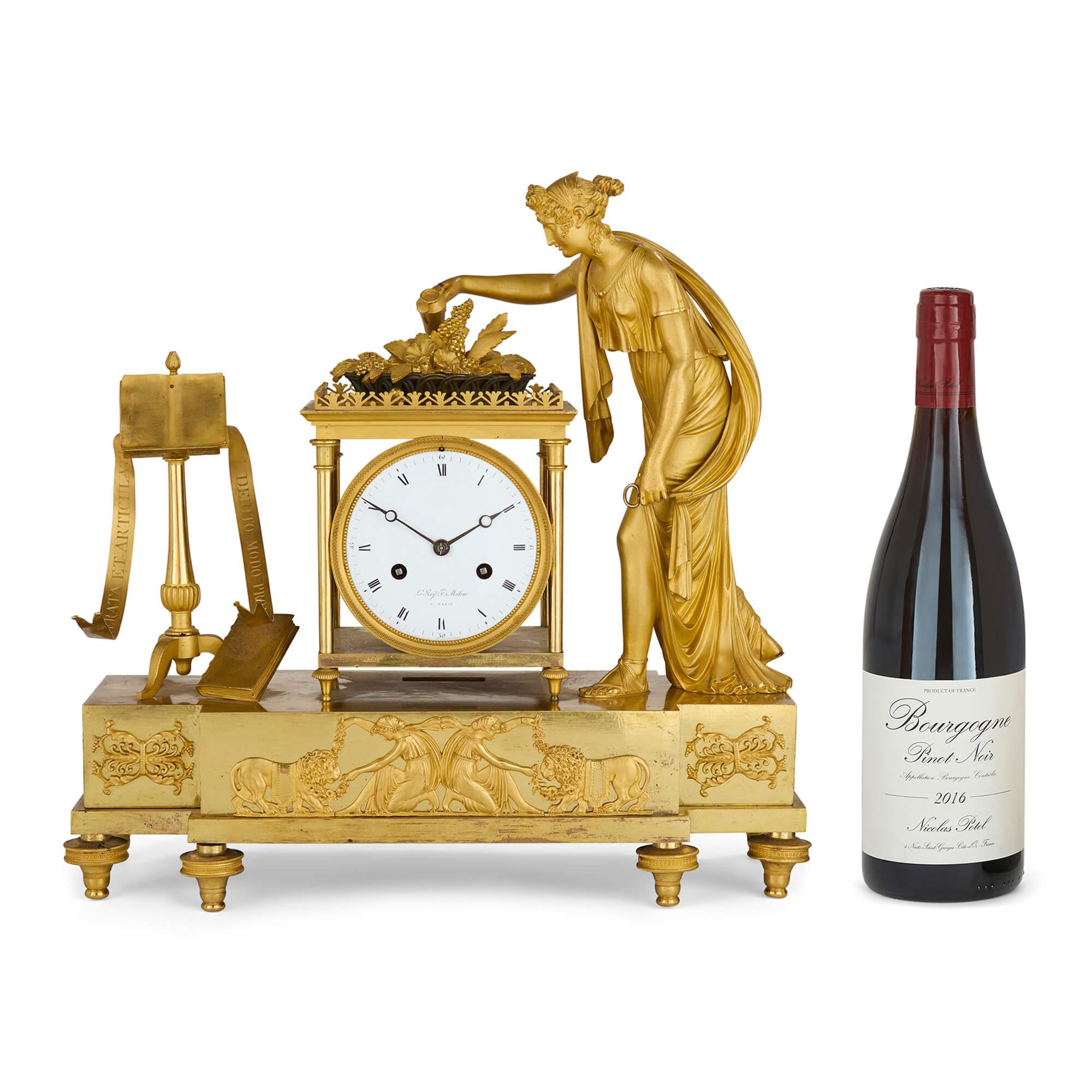 19th Century Empire Period Ormolu Mantel Clock by Le Roy et fils For Sale