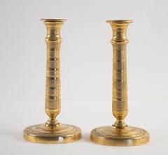 Empire Period Pair of French Ormolu Candlesticks, circa 1805
