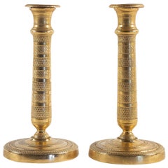 Empire Period Pair of French Ormolu Candlesticks, circa 1805