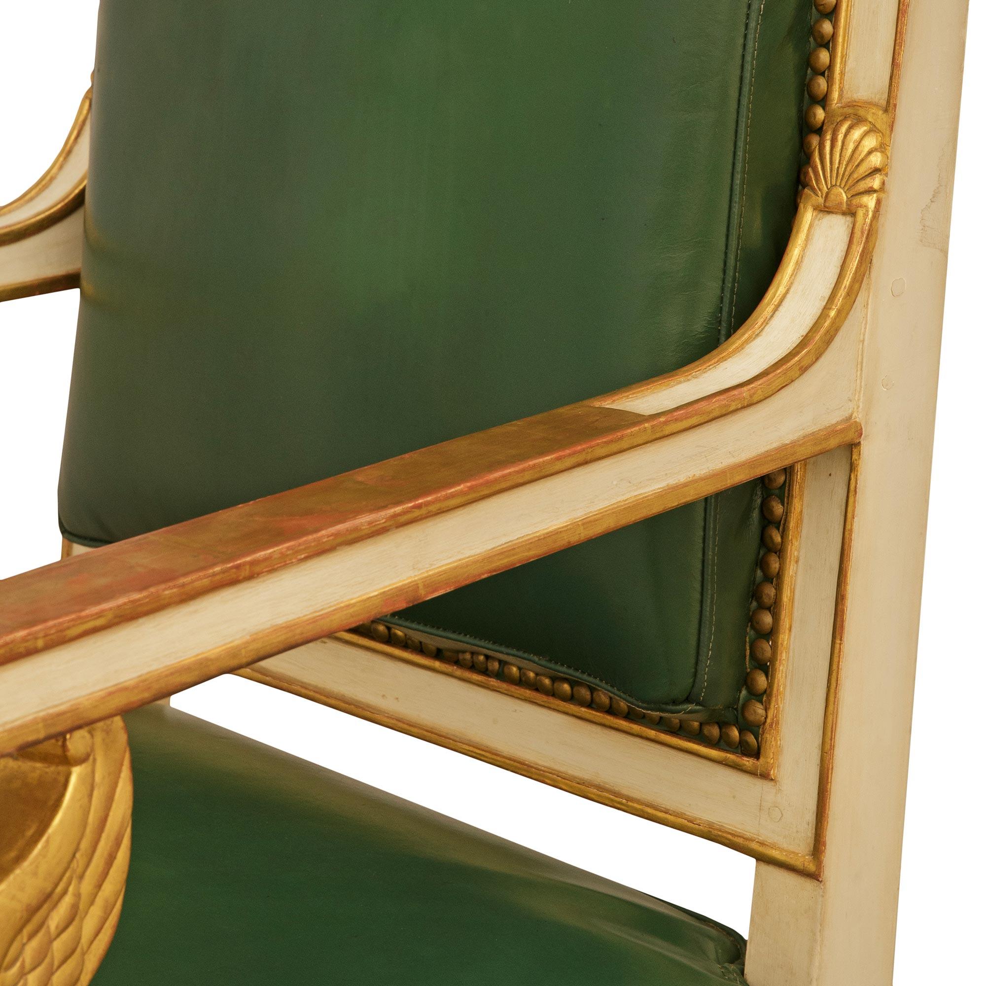 19th Century Empire Period patinated Wood and Giltwood armchairs For Sale