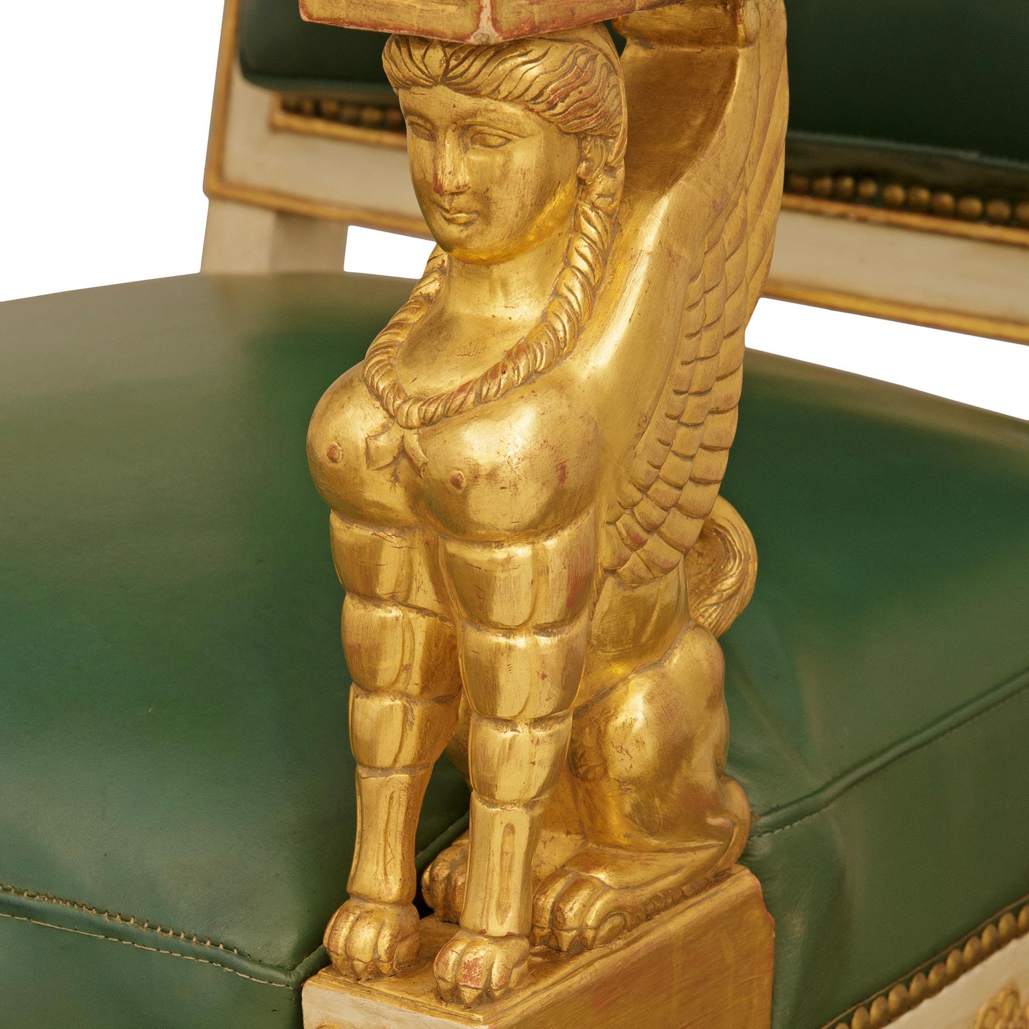 Empire Period patinated Wood and Giltwood armchairs For Sale 1