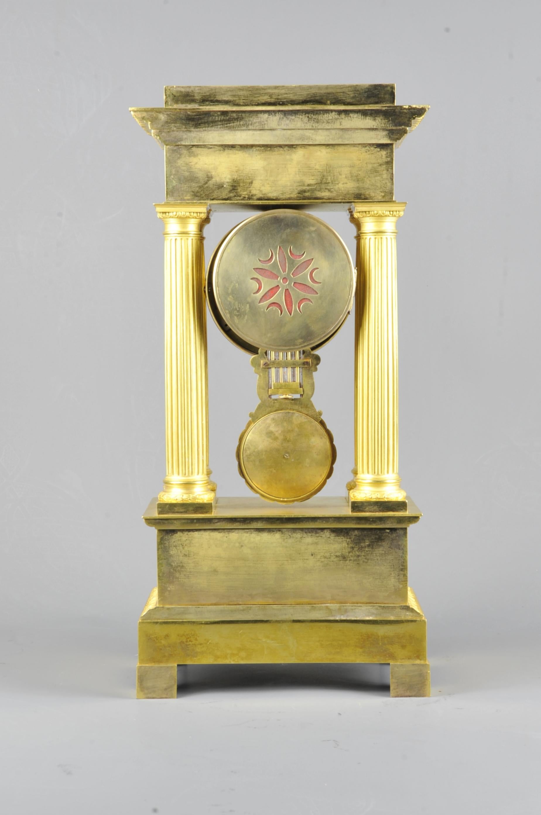 Empire Period Portico Clock in Gilt Bronze Signed Verdière in Paris 6