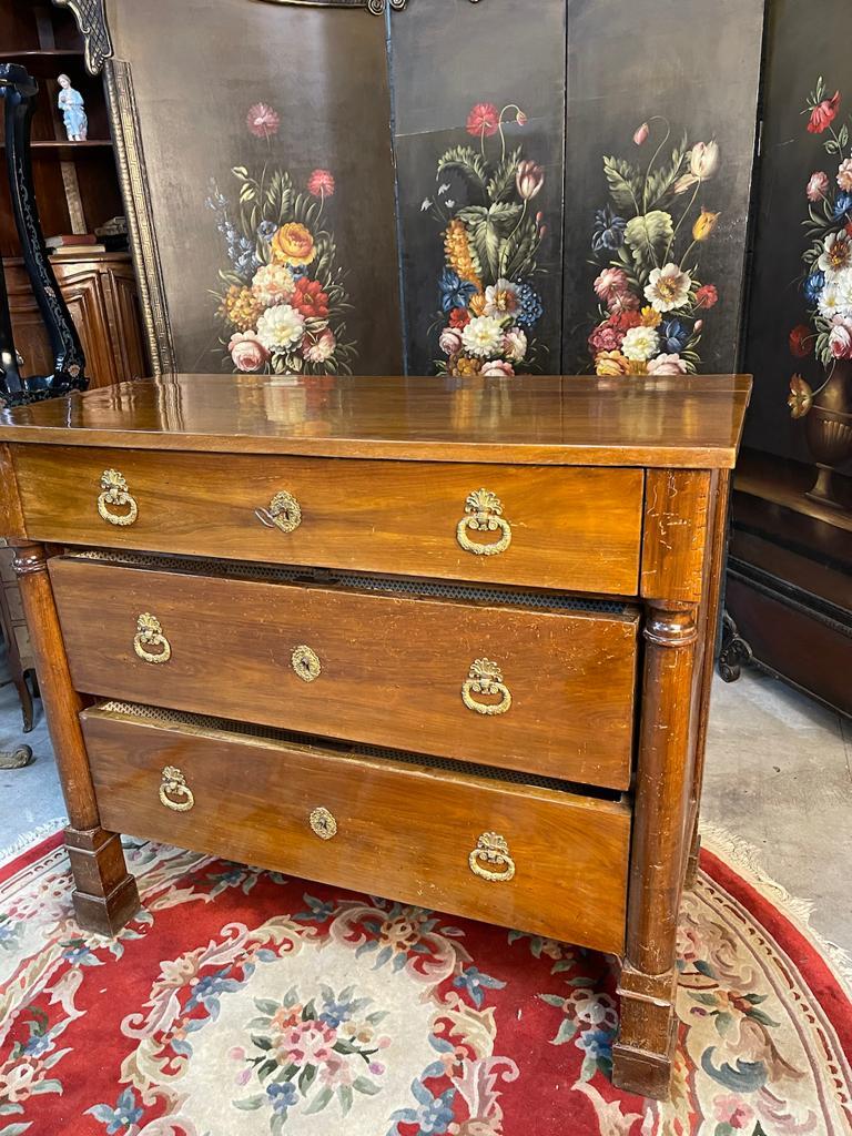 French Empire Period Solid Walnut Chest of Drawers, circa 1810 For Sale