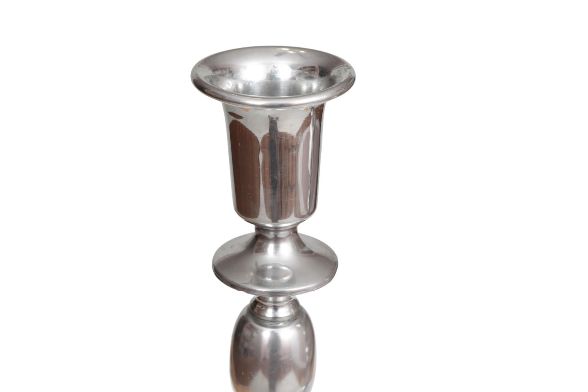 American Empire Pewter Candlestick Holders, a Pair For Sale