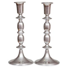 Empire Pewter Candlestick Holders, a Pair