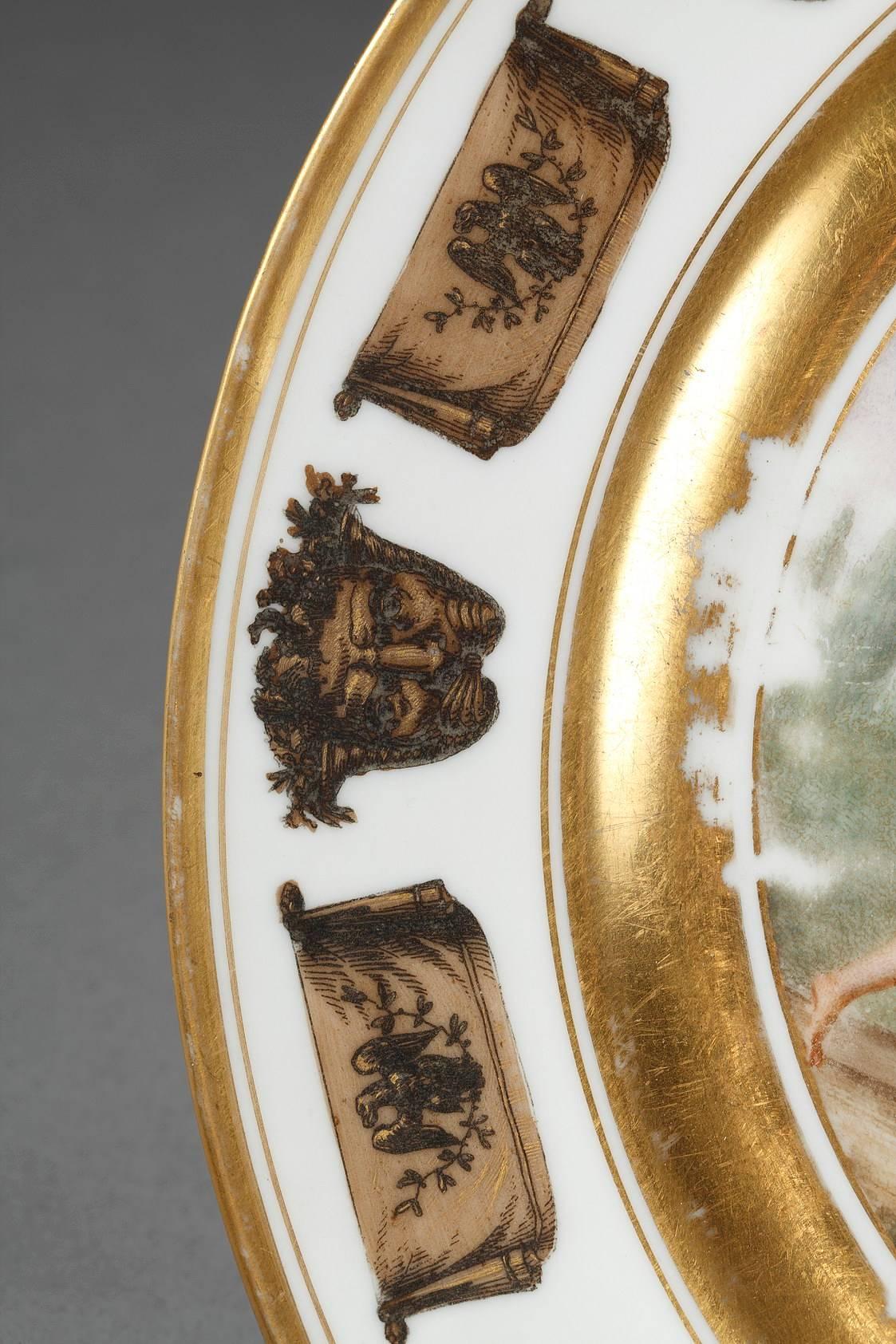 Earthenware Empire Plate by Stone, Coquerel and Legros in Paris For Sale