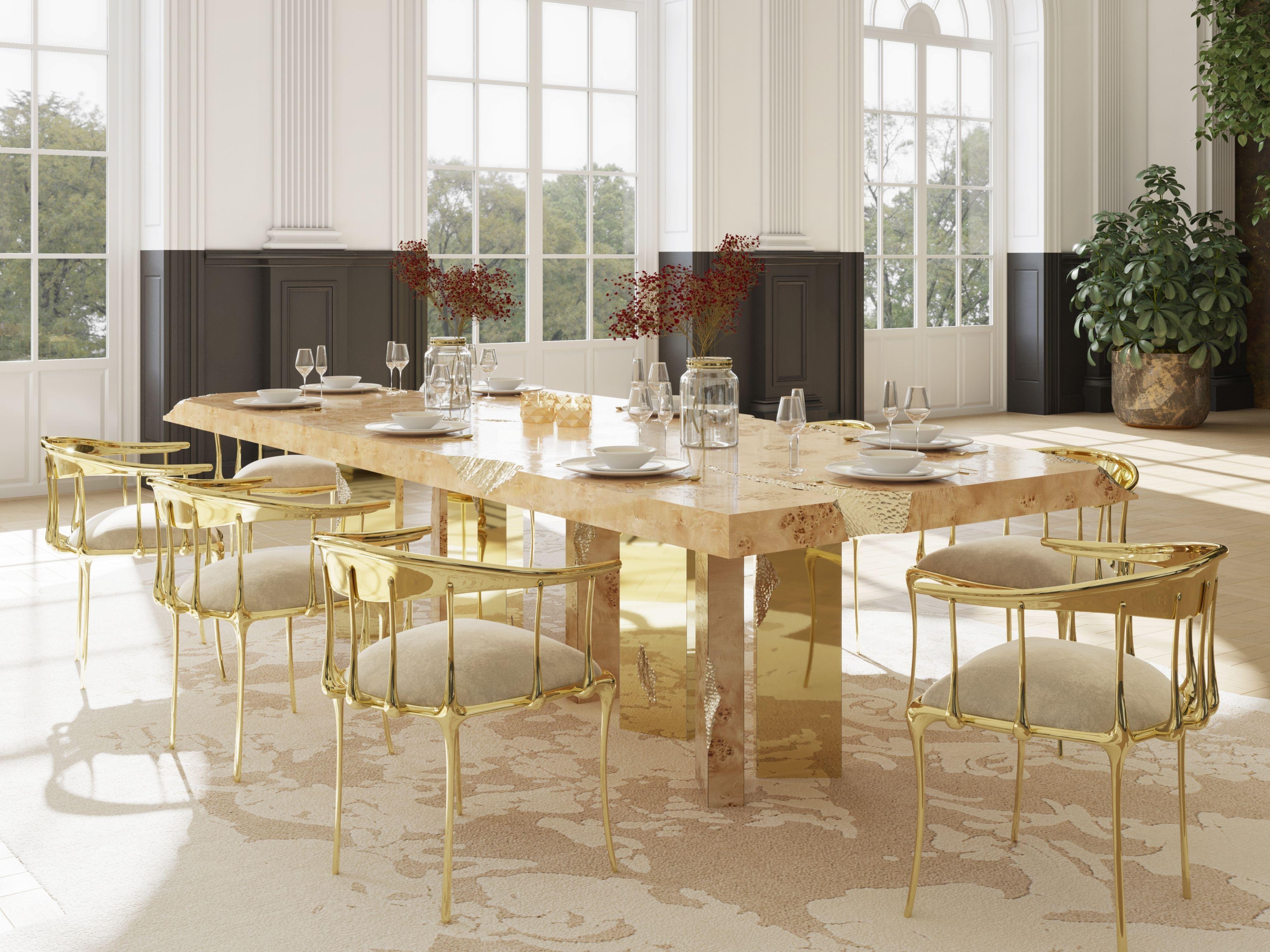 XXIe siècle et contemporain Table de salle à manger Empire en peuplier et placage fait à la main - Boca do Lobo en vente