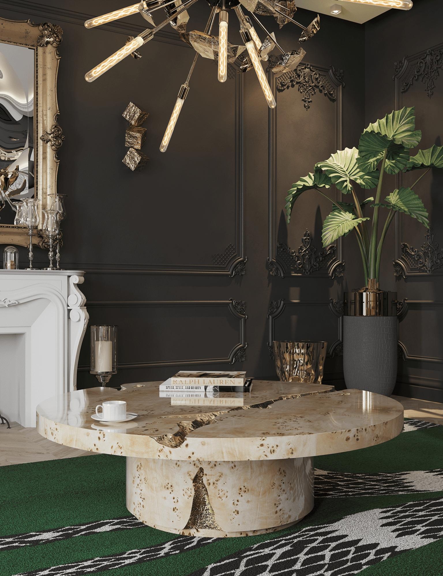 XXIe siècle et contemporain Grande table centrale Empire en racines de peuplier et placage fait à la main - Boca do Lobo en vente
