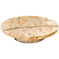 Mesa Centro Grande Raíz de Álamo Imperio - Latón y Chapa Artesanal - Boca Do Lobo