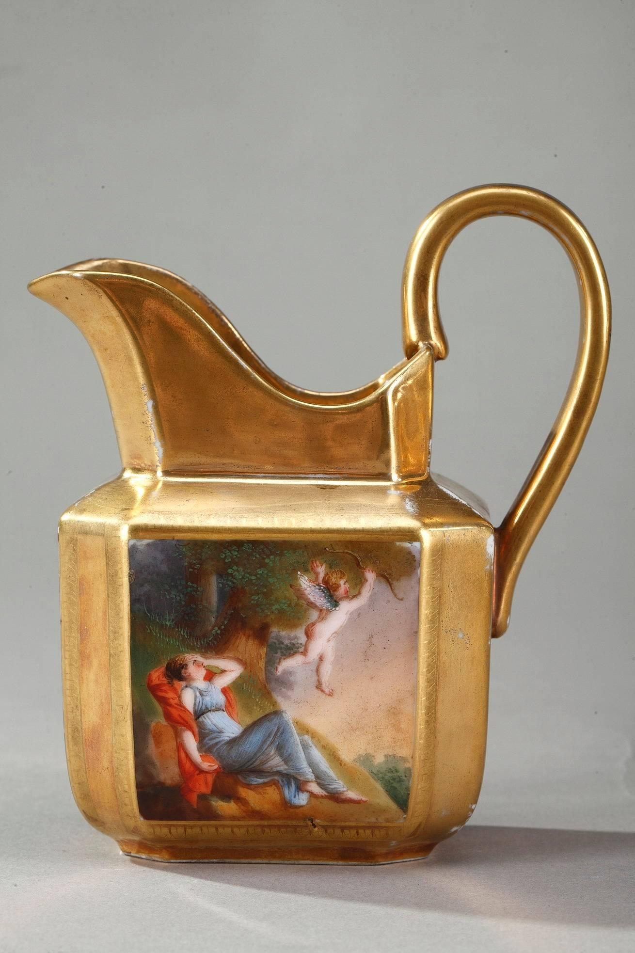Hand-Painted Empire Porcelain Coffee Service with Mythological Scenes