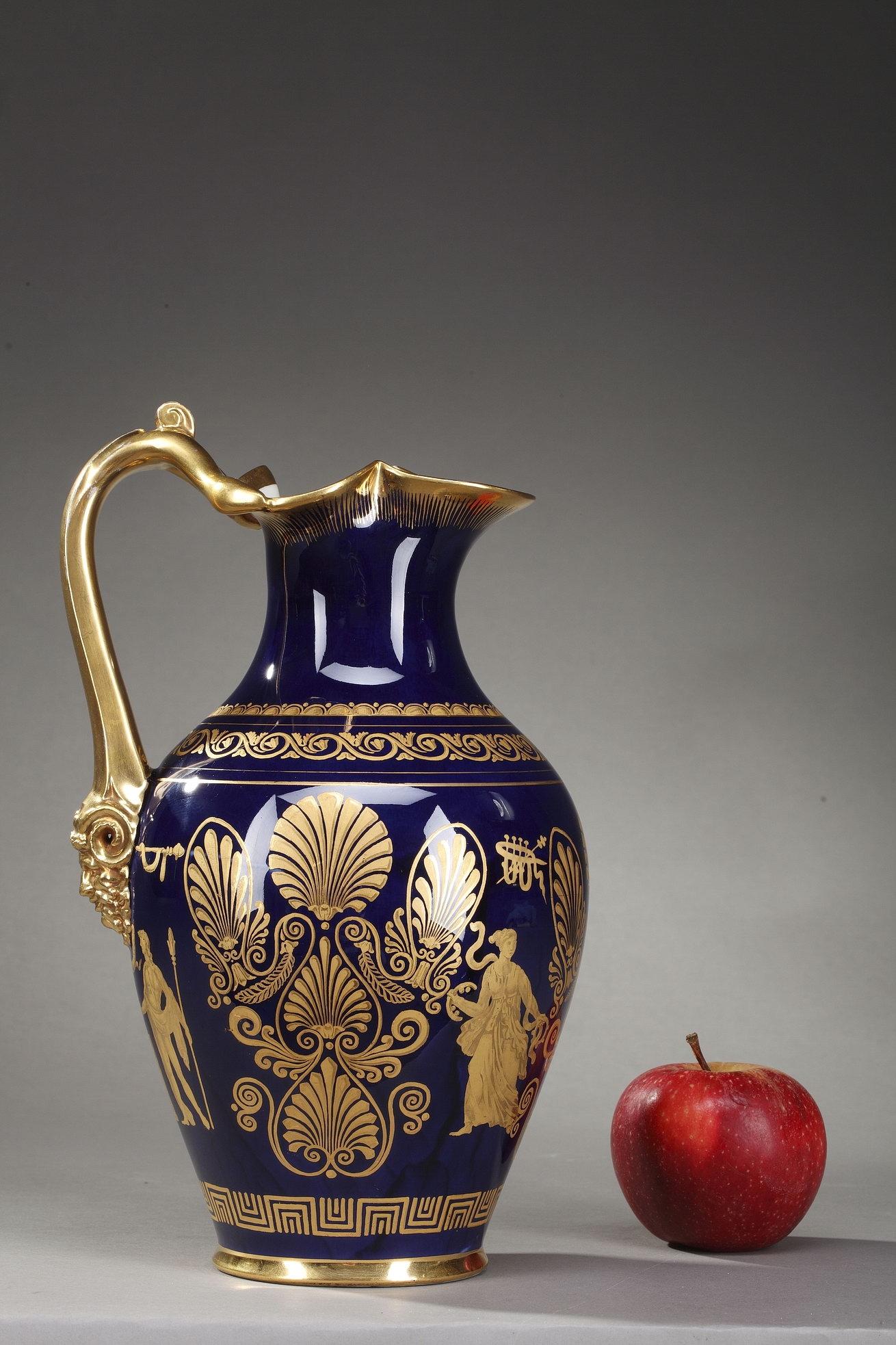 French Empire Porcelain Ewer with Antique Decoration