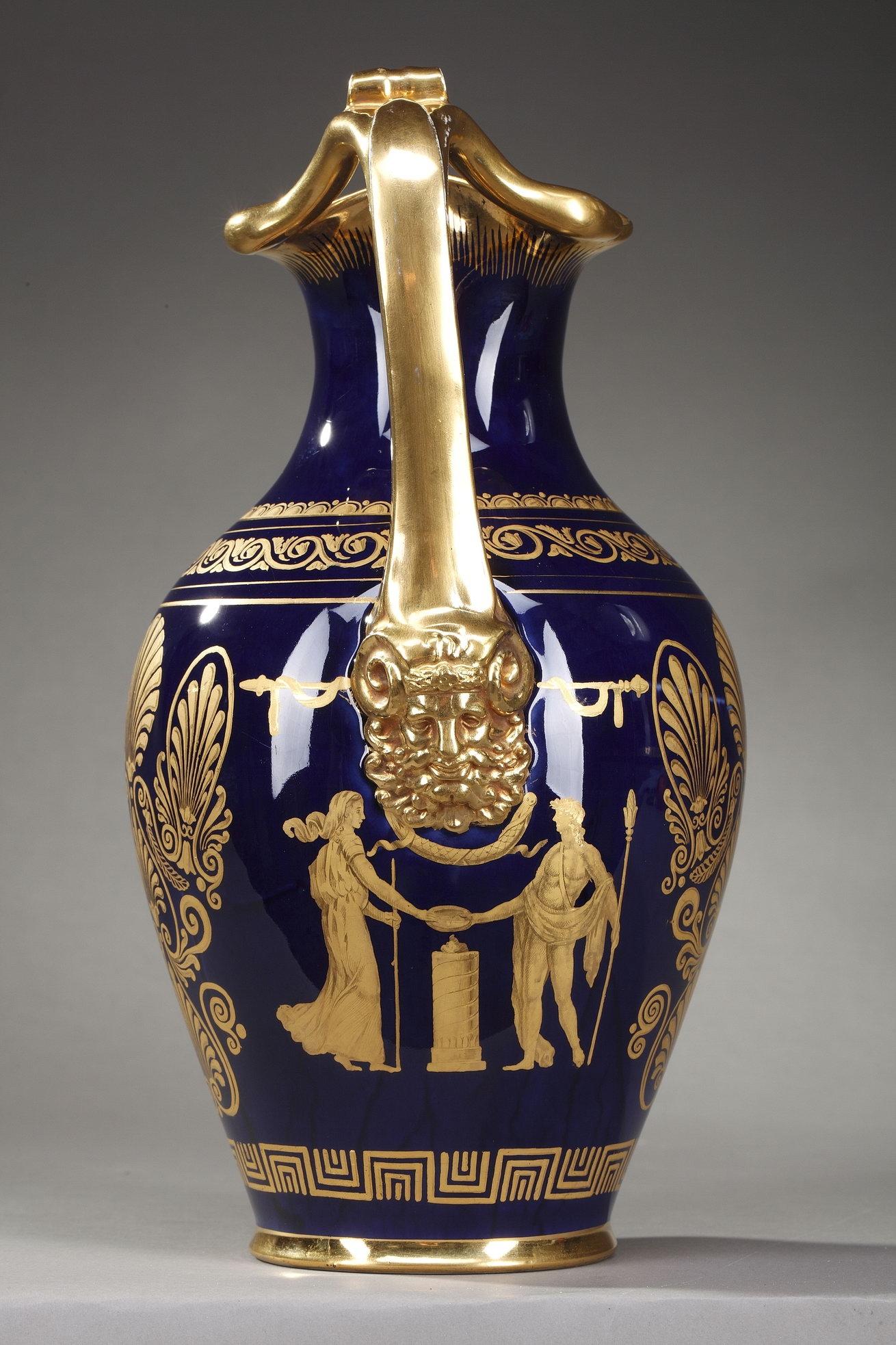19th Century Empire Porcelain Ewer with Antique Decoration