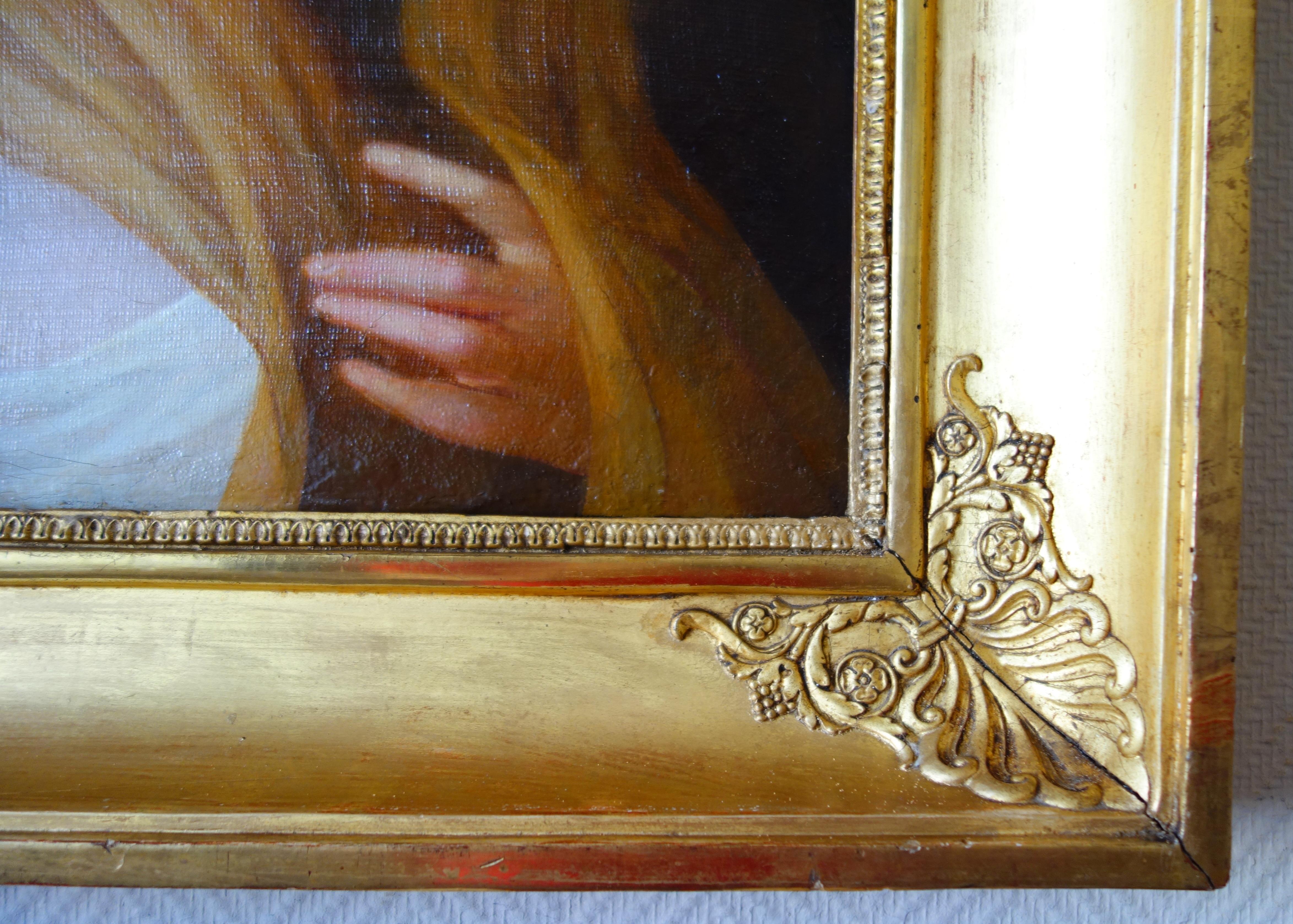 Empire portrait of a vestal virgin, 19th French century school, oil on canvas 3