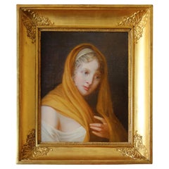 Empire portrait of a vestal virgin, 19th French century school, oil on canvas