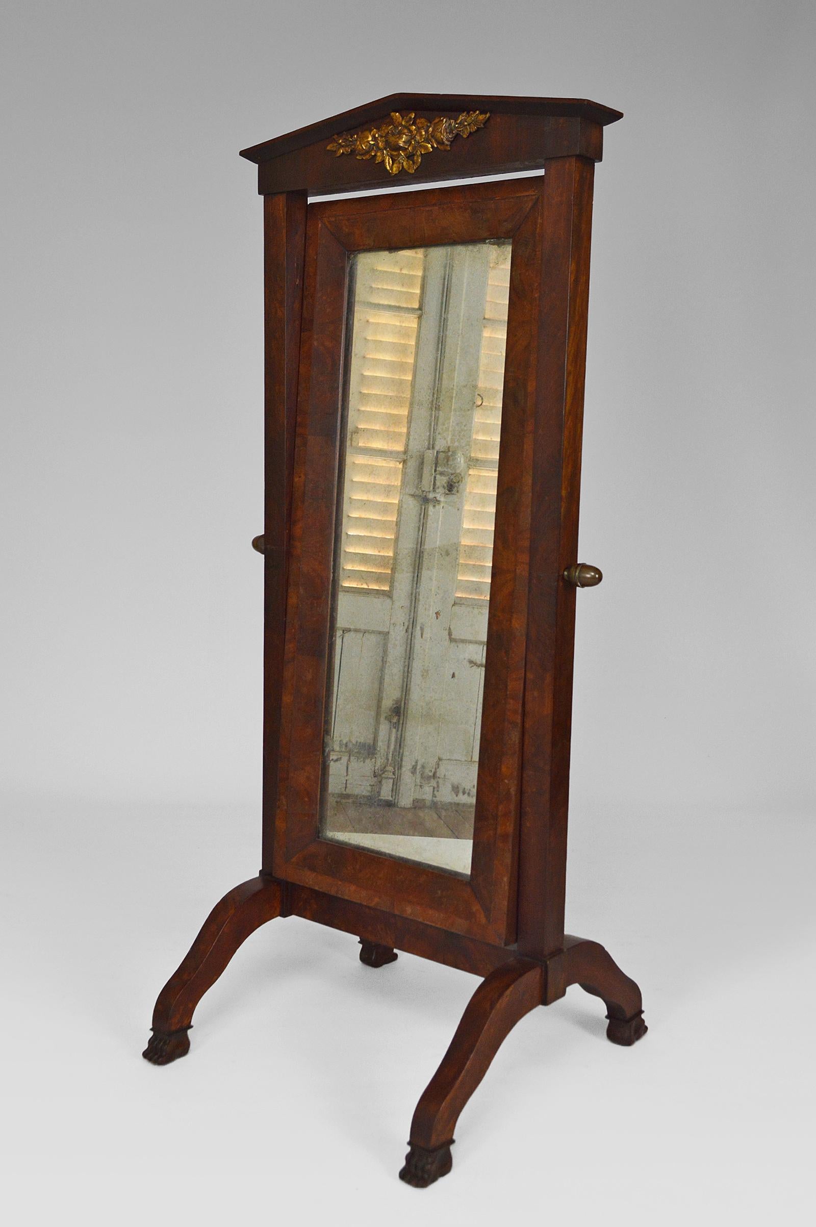 French Empire Psyche Mirror in Mahogany, France, early 19th century For Sale