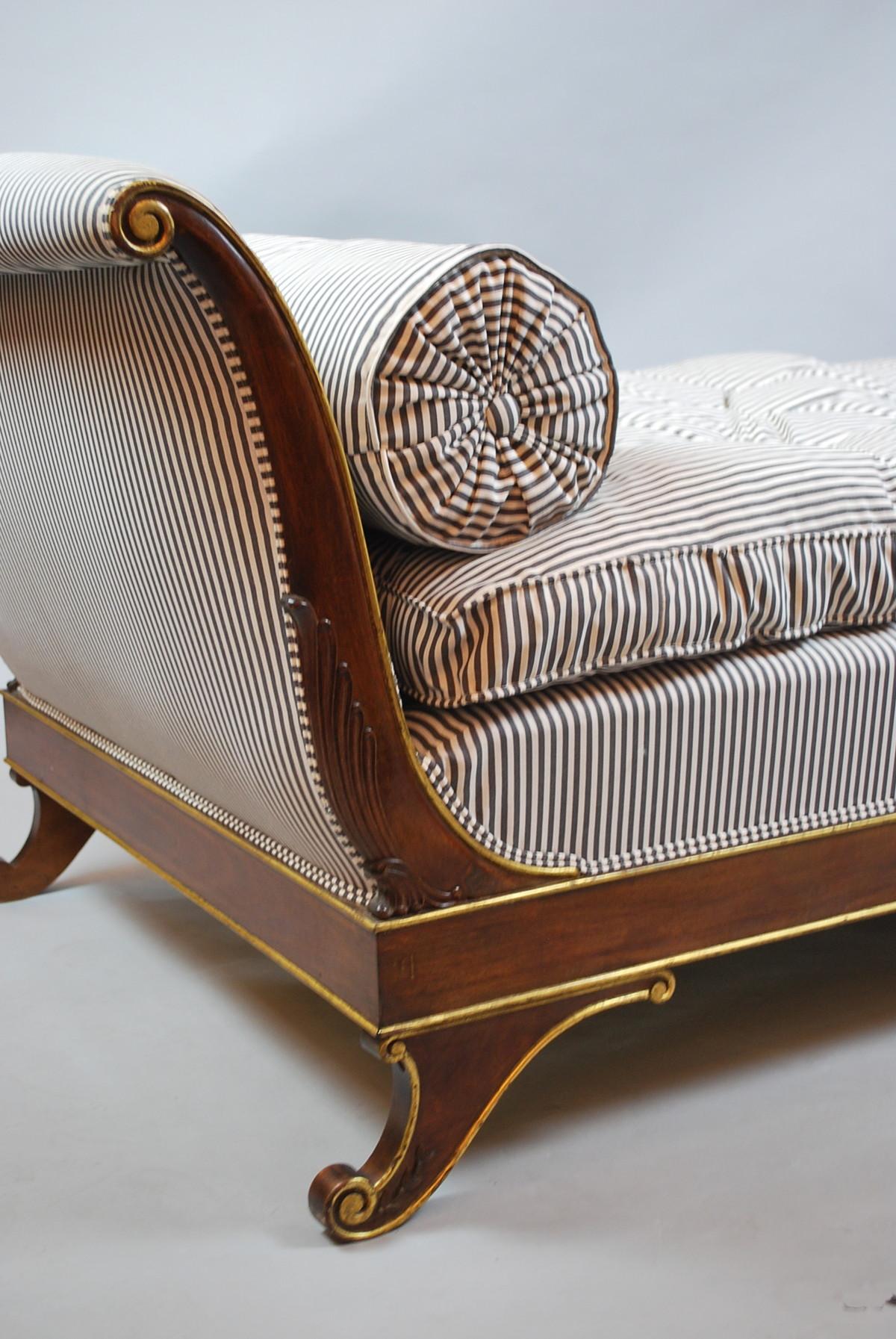 19th Century Empire Recamier in Gilded Wood