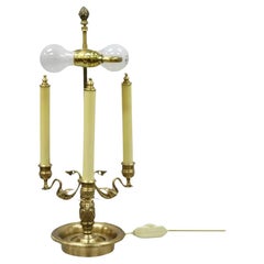 Empire Regency Style Brass Candlestick Bouillotte Desk Table Lamp with Swans (B)