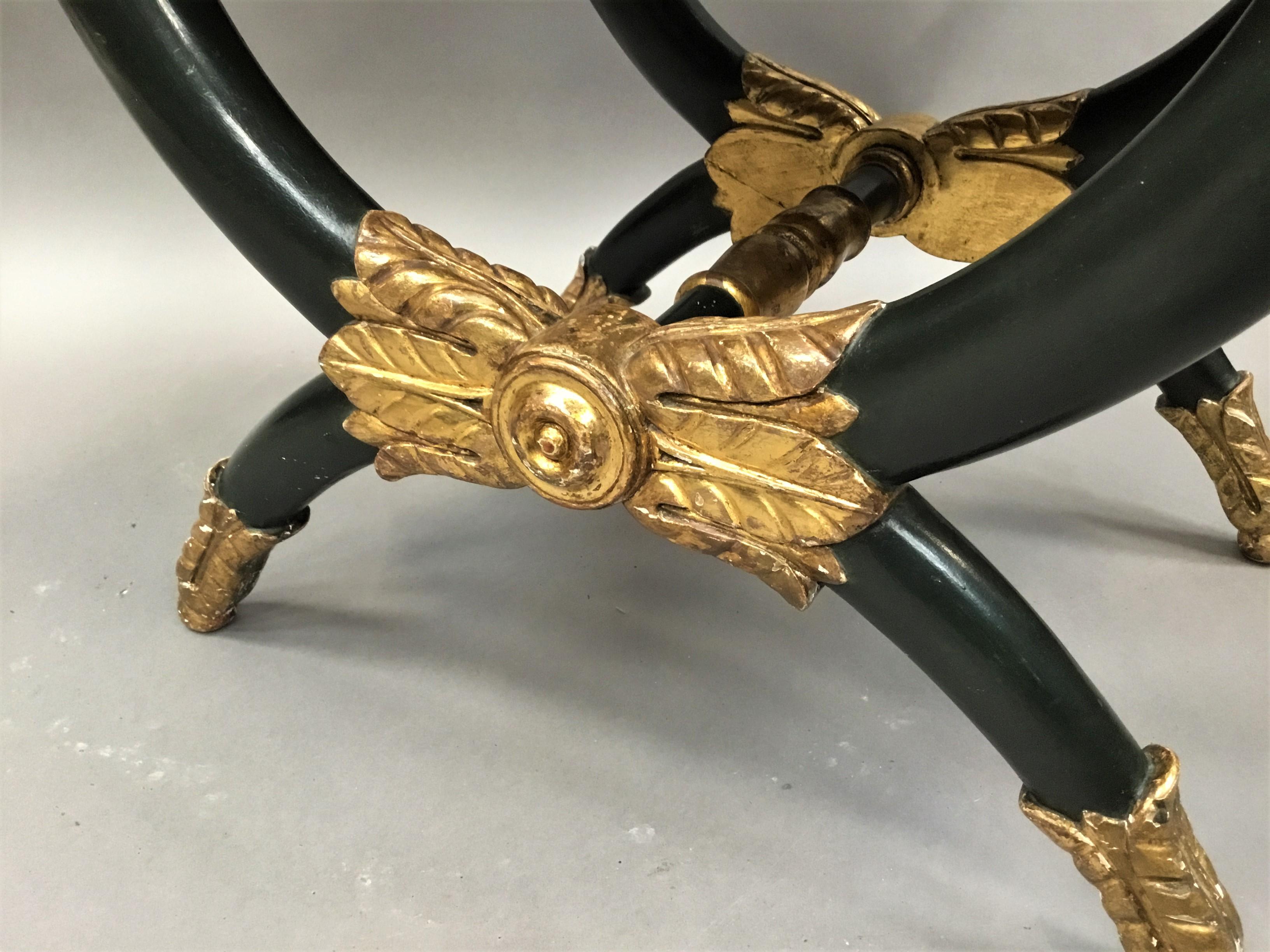 Giltwood Empire Regency 'X' Frame Stool For Sale