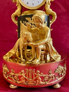 Empire-/Restaurierungs-Uhr aus vergoldeter Bronze, 19. Jahrhundert