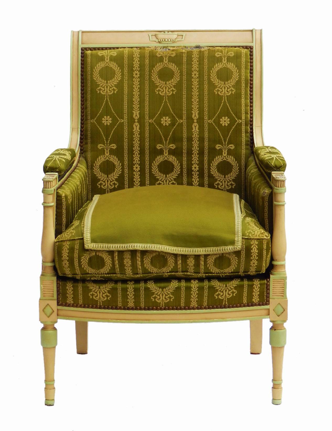 French Empire Revival Bergere Armchair Includes Recovering, Early 20th Century