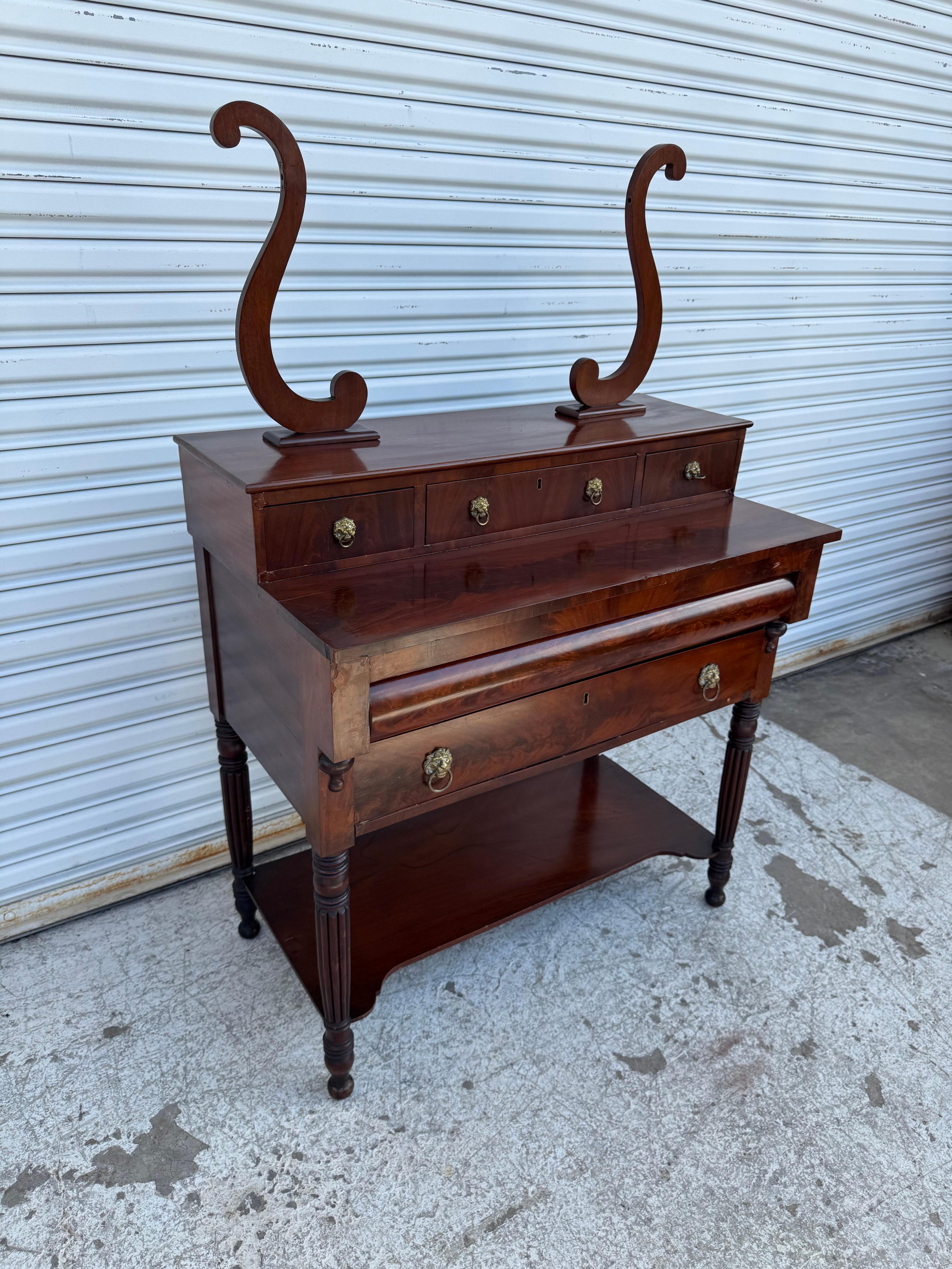 American Empire Empire Revival Biedermeier Style Mahogany Vanity without mirror For Sale