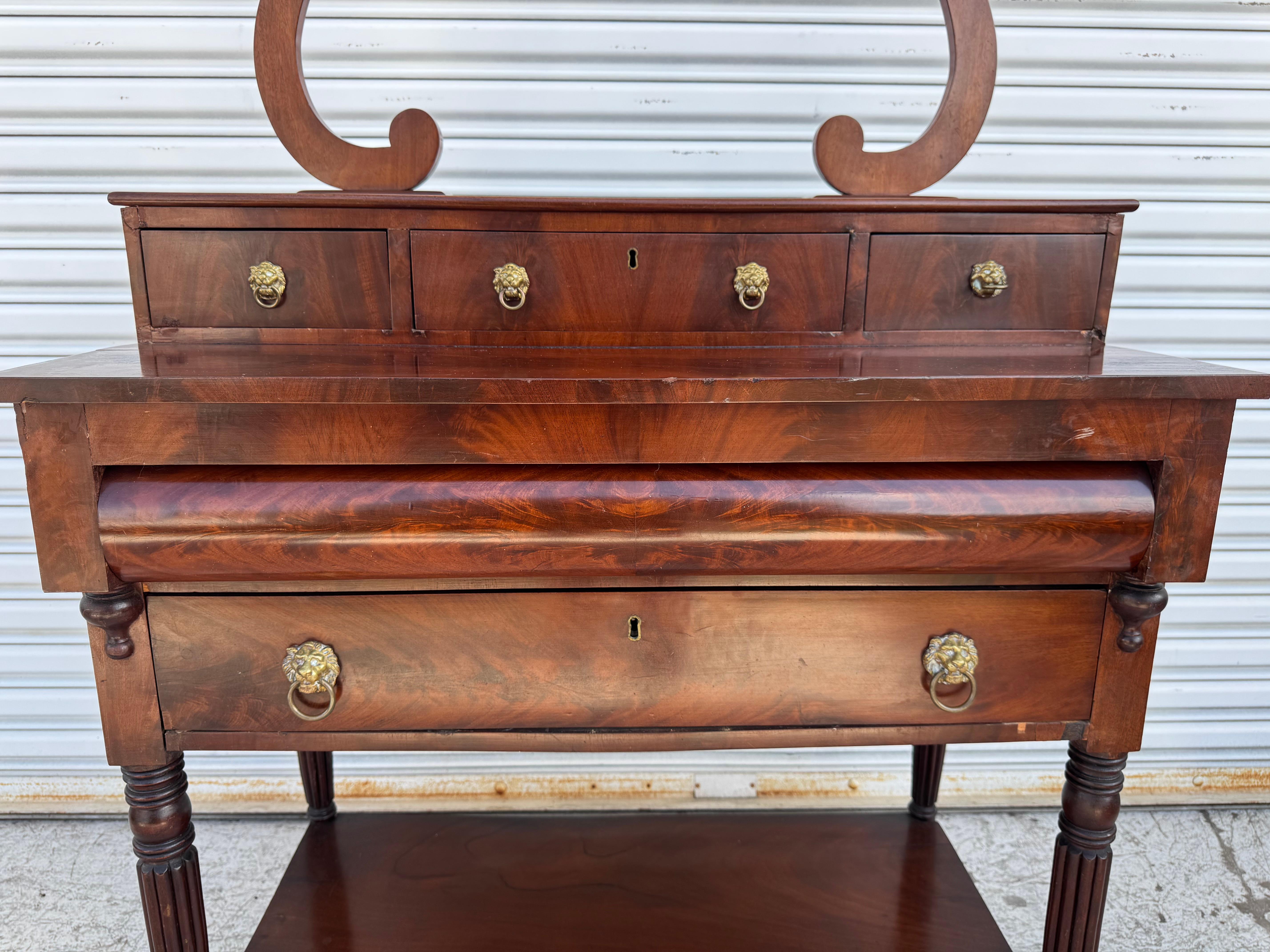 American Empire Revival Biedermeier Style Mahogany Vanity without mirror For Sale