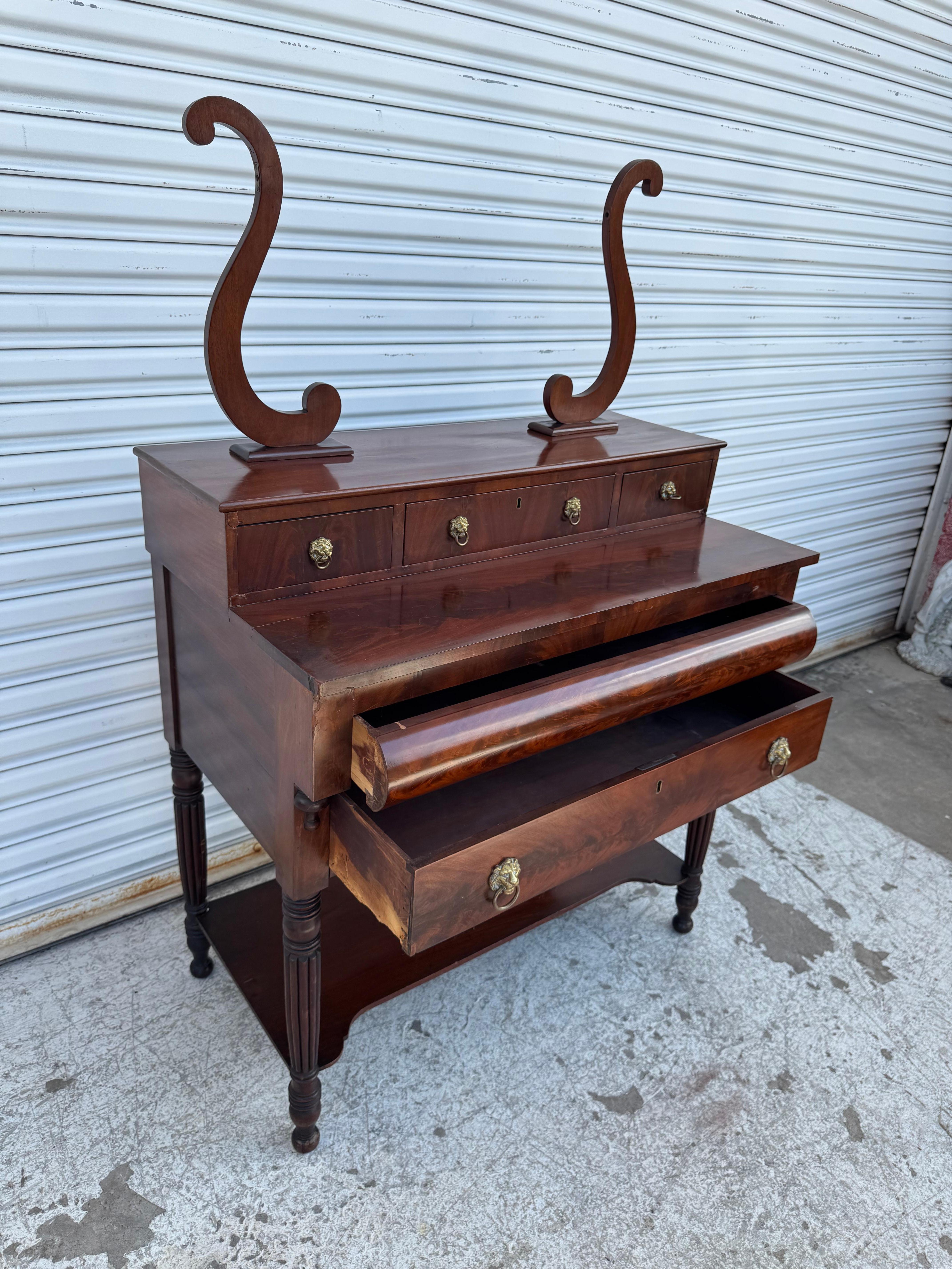 Empire Revival Biedermeier Style Mahogany Vanity without mirror In Good Condition For Sale In Pasadena, TX