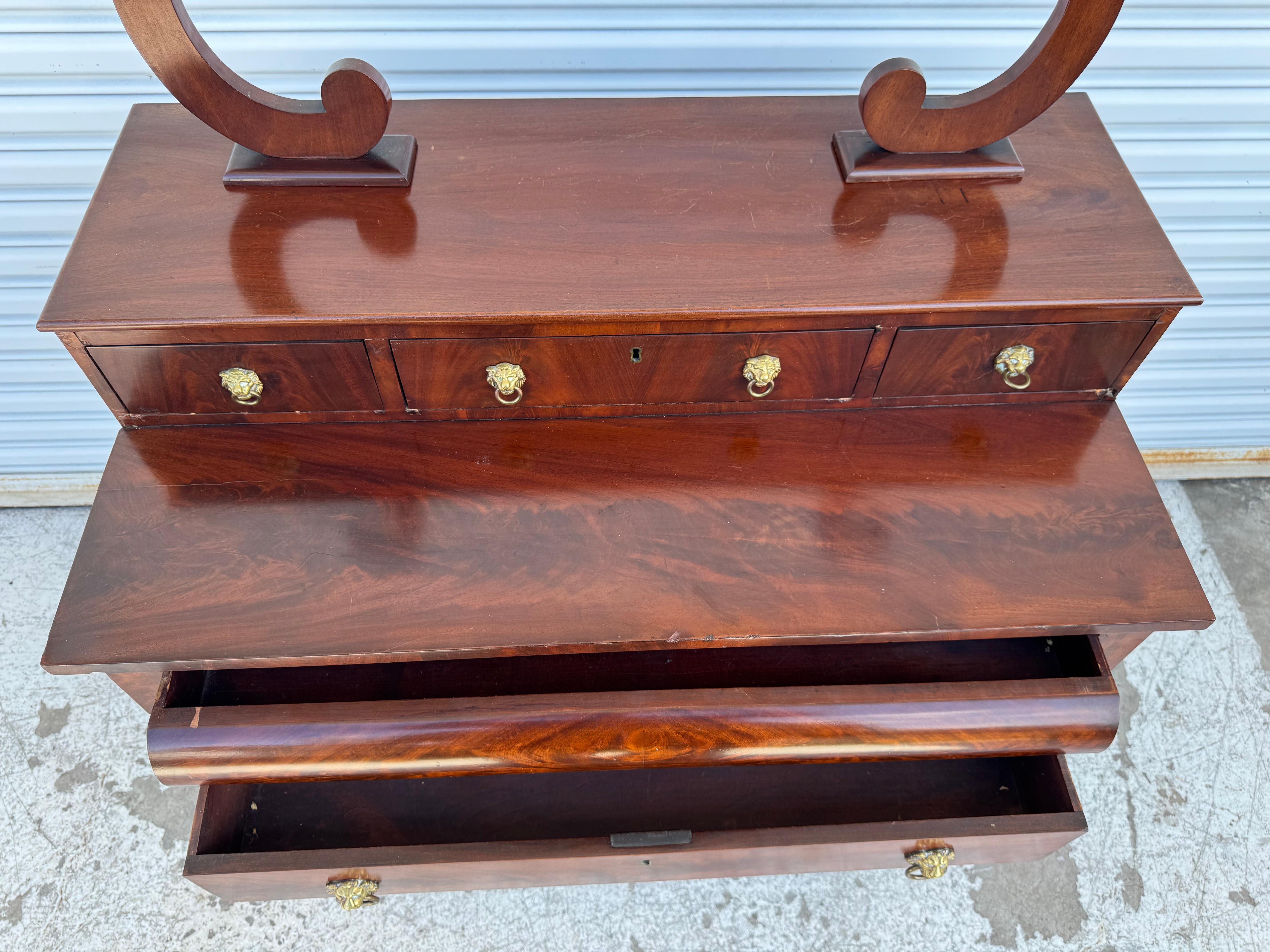 Late 19th Century Empire Revival Biedermeier Style Mahogany Vanity without mirror For Sale