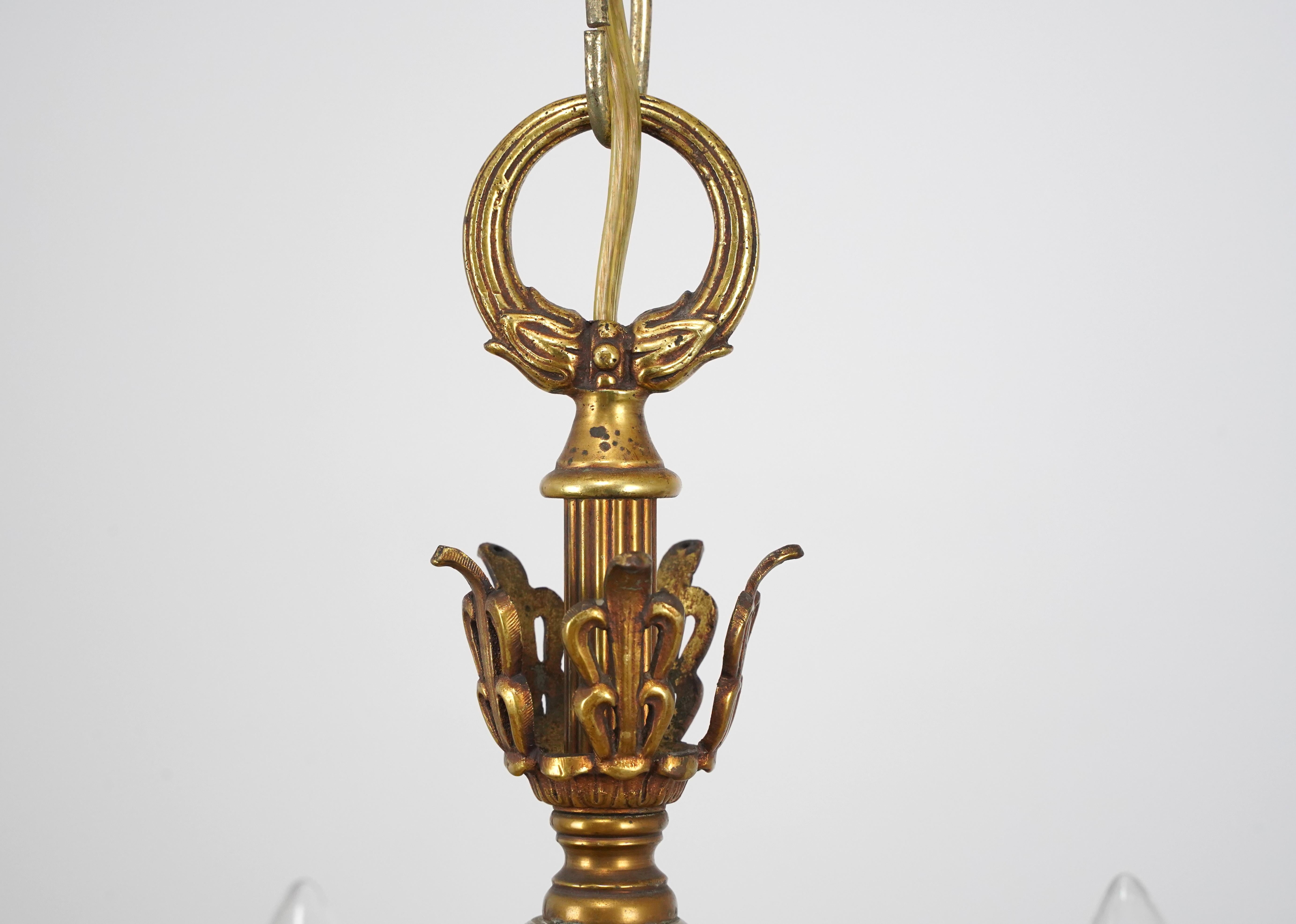 Empire Revival Bronze 5 Arm Chandelier en vente 3