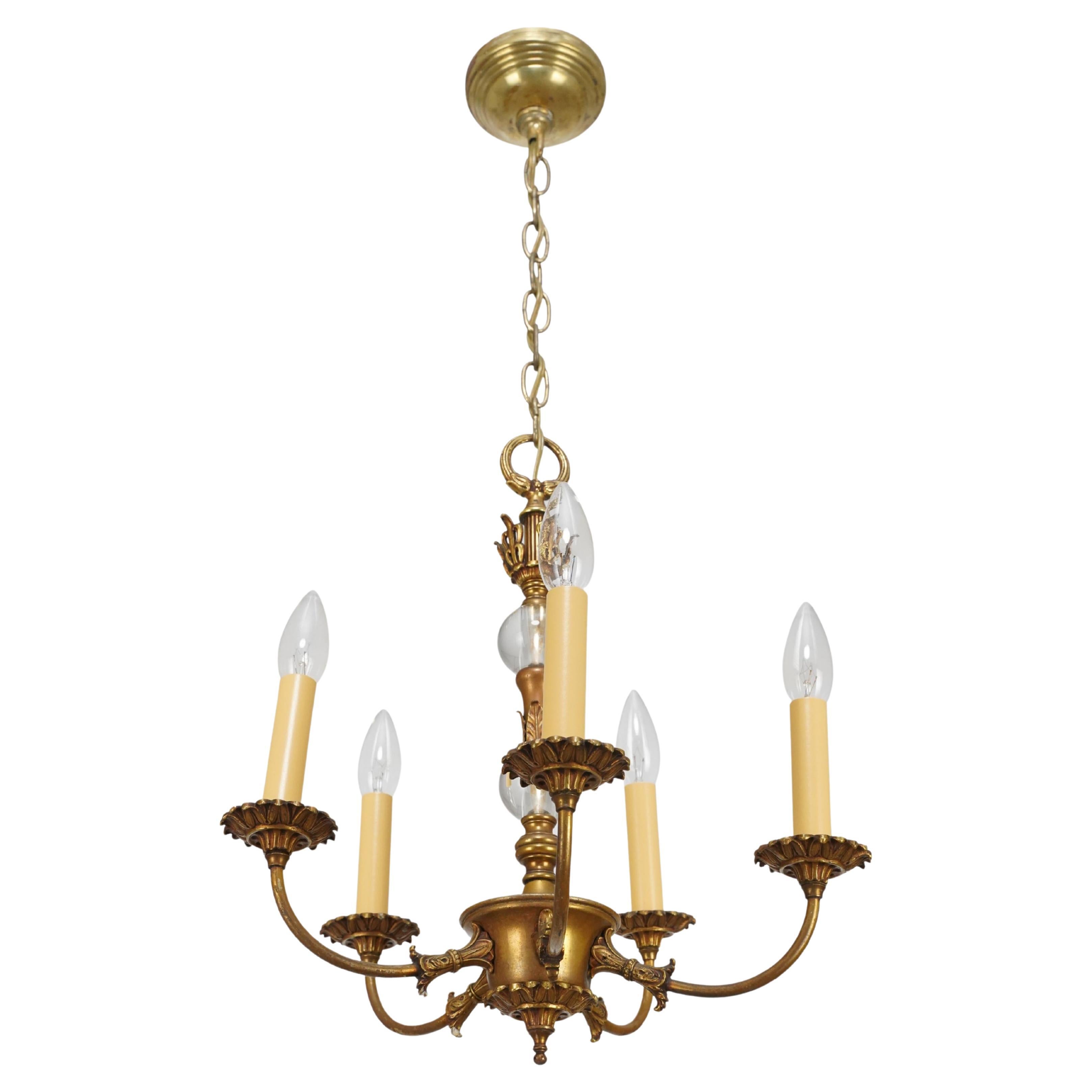 Empire Revival Bronze 5 Arm Chandelier