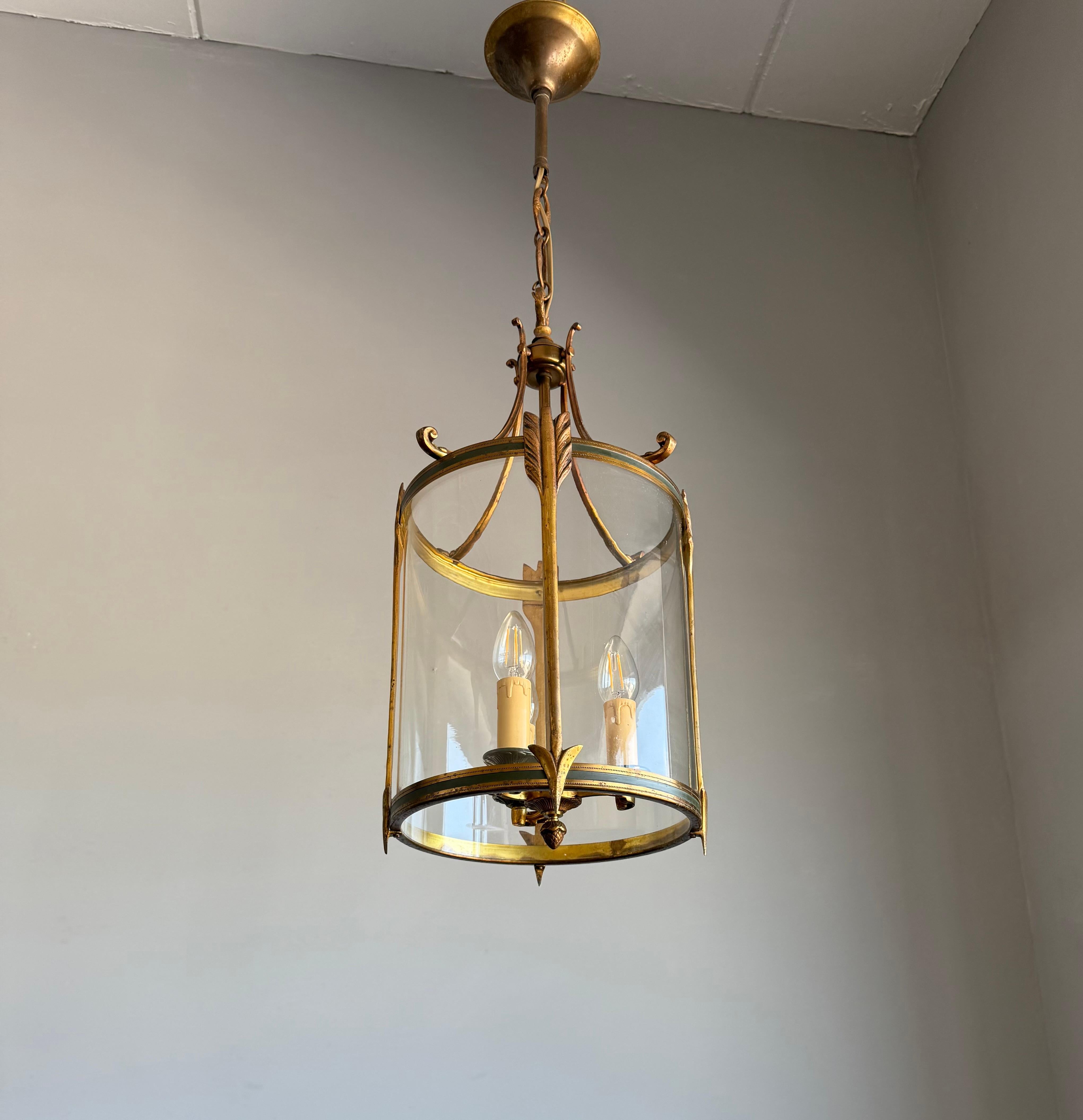 Empire Revival Bronze and Glass Lantern with Arrow Detailing, France, circa 1900 For Sale 4