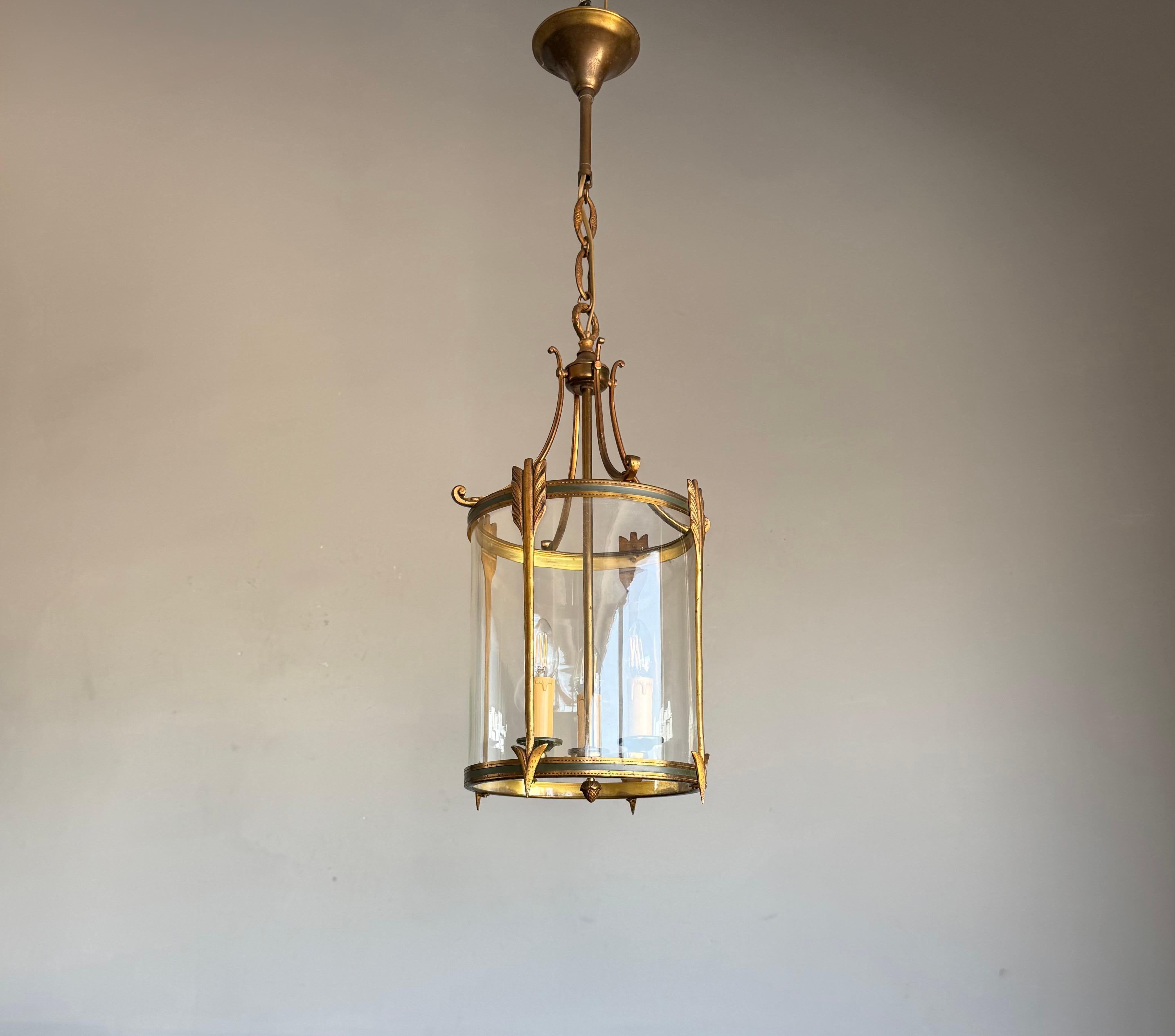Empire Revival Bronze and Glass Lantern with Arrow Detailing, France, circa 1900 For Sale 6