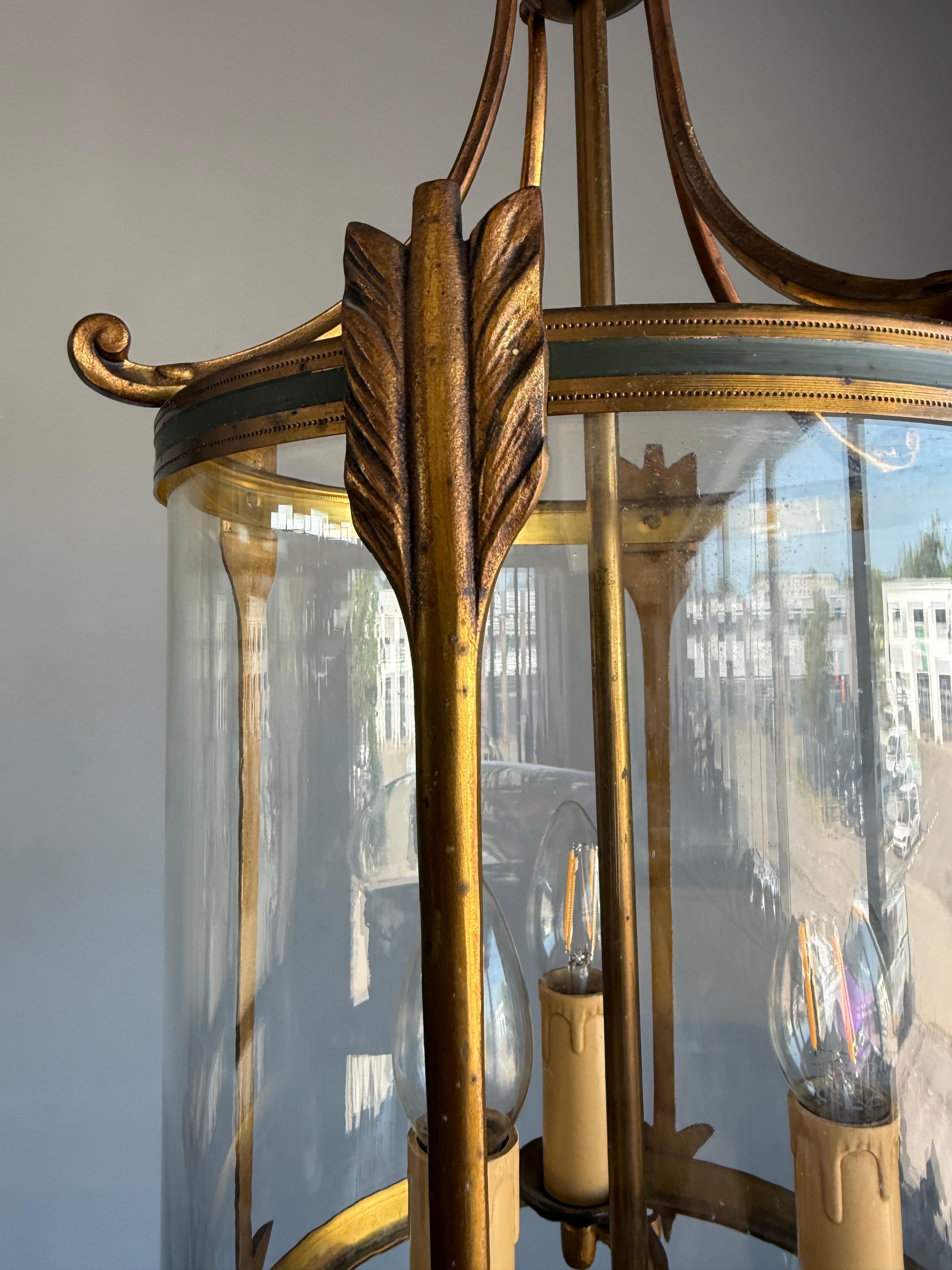 Empire Revival Bronze and Glass Lantern with Arrow Detailing, France, circa 1900 For Sale 1