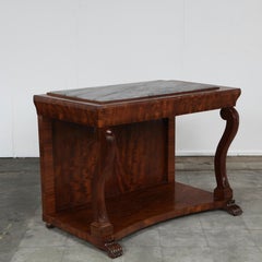 Empire Revival Console Table in Mahogany with Marble Top, 19th Century