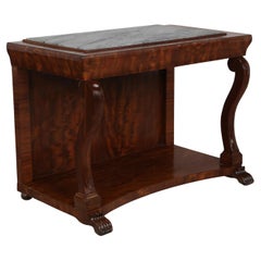 Empire Revival Console Table in Mahogany with Marble Top, 19th Century