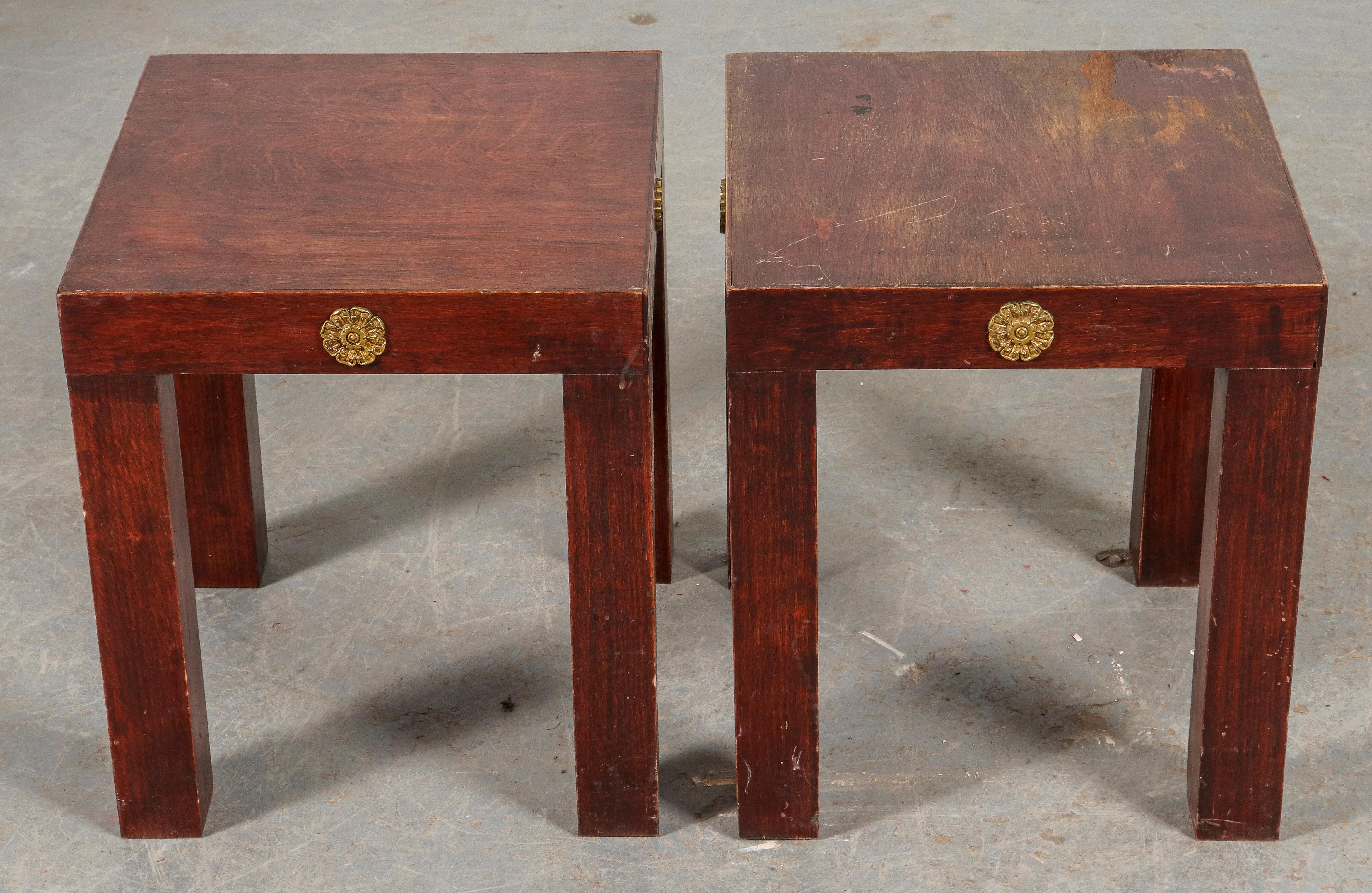 Wood Empire Revival Diminutive Pedestal Tables, Pair For Sale