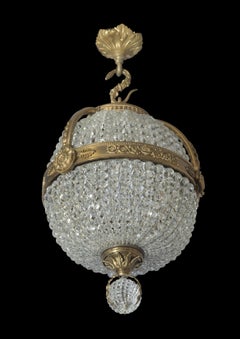 Empire Revival Gilt-Bronze and Cut-Glass Pendant Chandelier, circa 1910