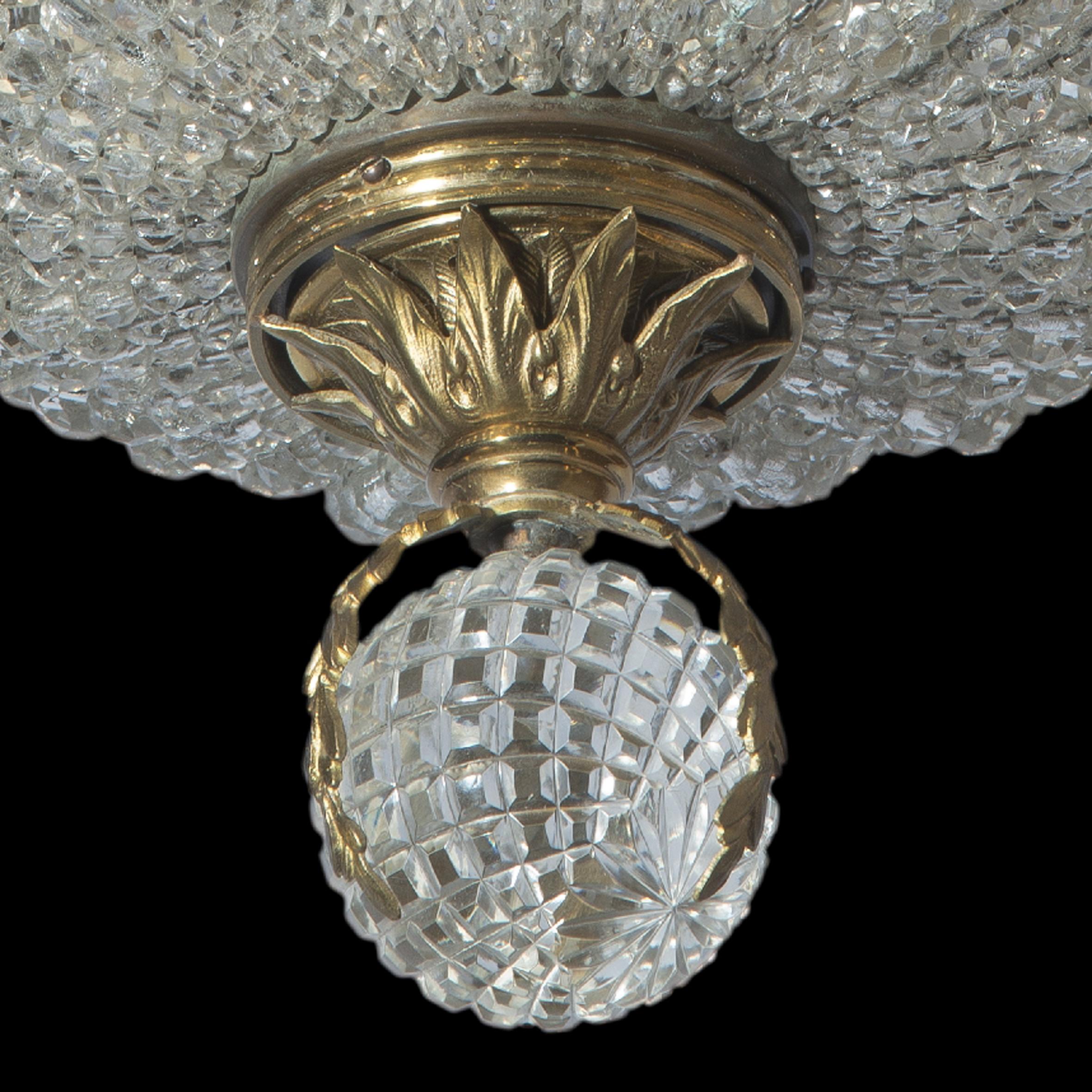 French Empire Revival Gilt-Bronze and Cut-Glass Pendant Chandelier, circa 1910 For Sale