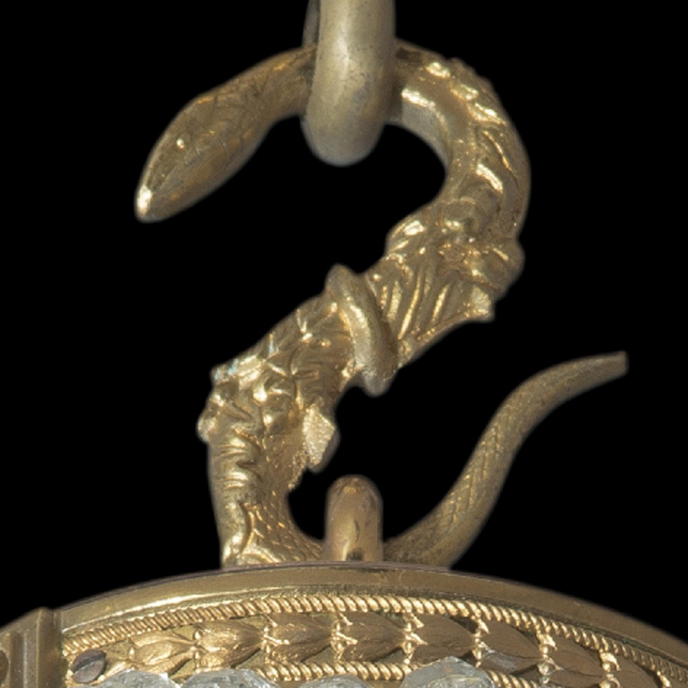 20th Century Empire Revival Gilt-Bronze and Cut-Glass Pendant Chandelier, circa 1910 For Sale