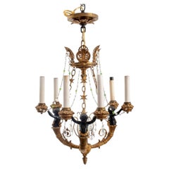 Empire Revival Gilt Bronze Crystal Chandelier