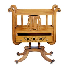 Empire revival inlaid satinwood canterbury rack