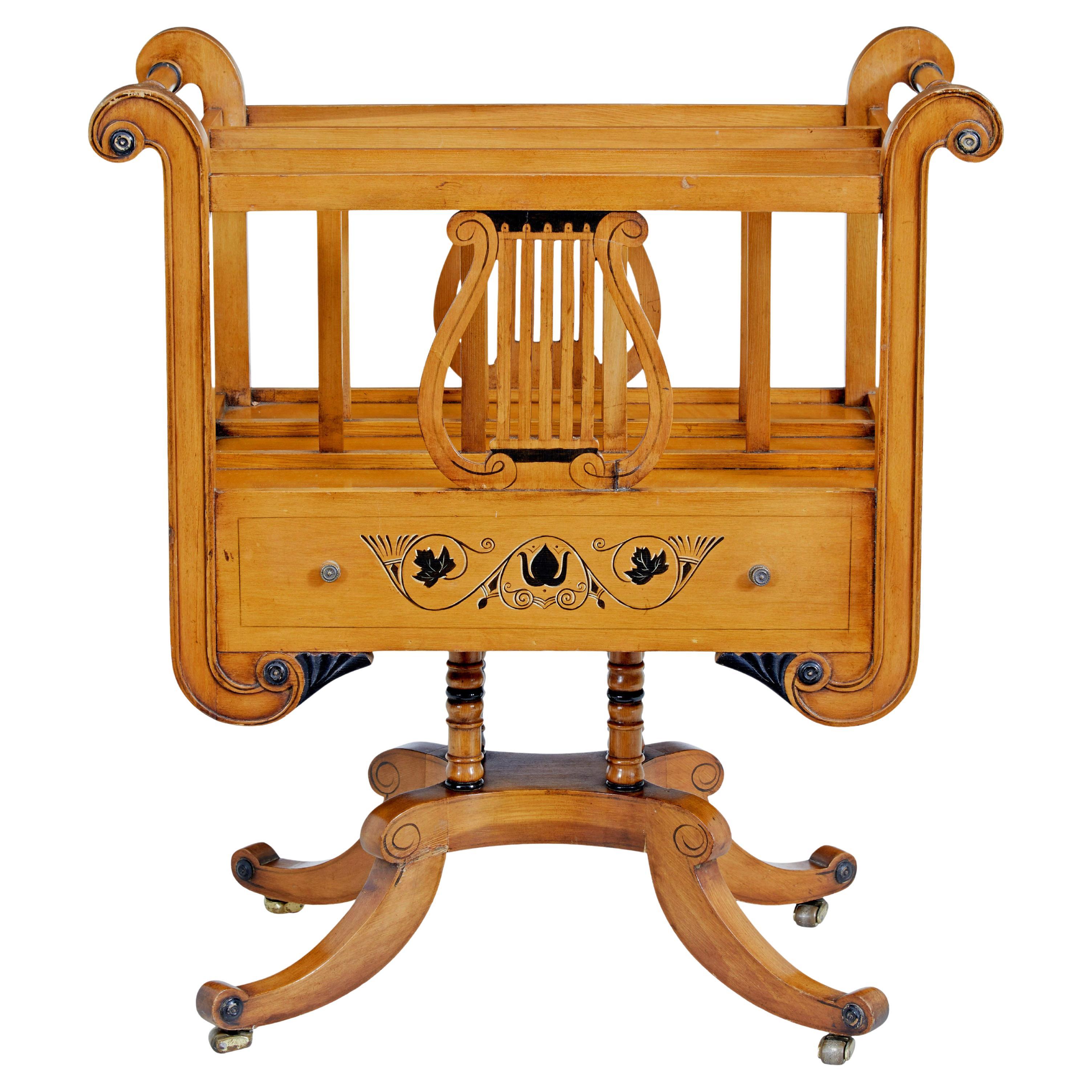 Empire revival inlaid satinwood magazine rack