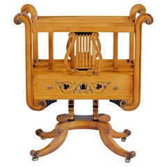 Empire revival inlaid satinwood magazine rack