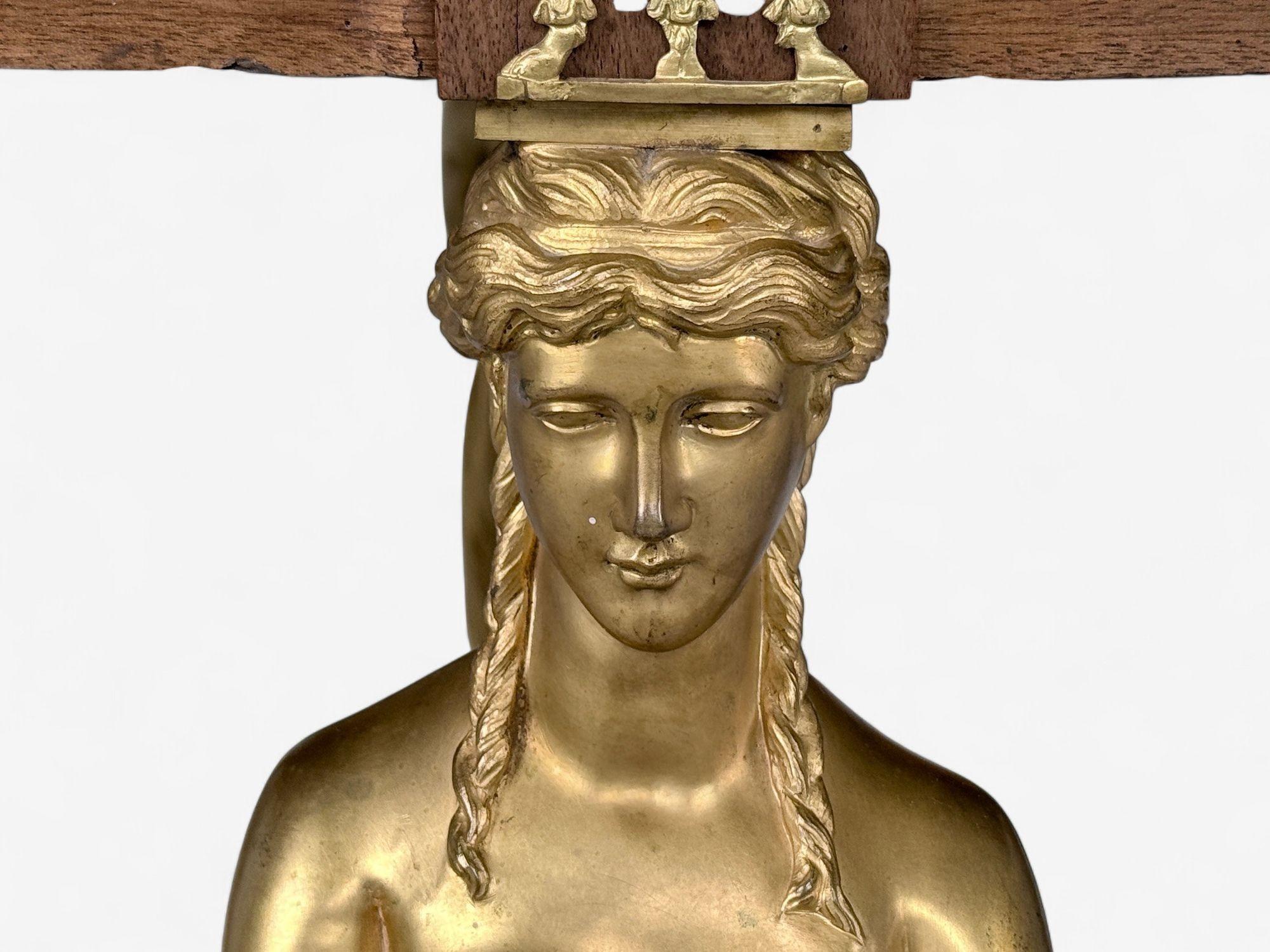 Specchio e console monumentale in mogano e bronzo, Francia, XIX secolo. in vendita 10