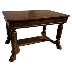 Empire Revival Quarter Sawn Oak Single Drawer Writing Desk