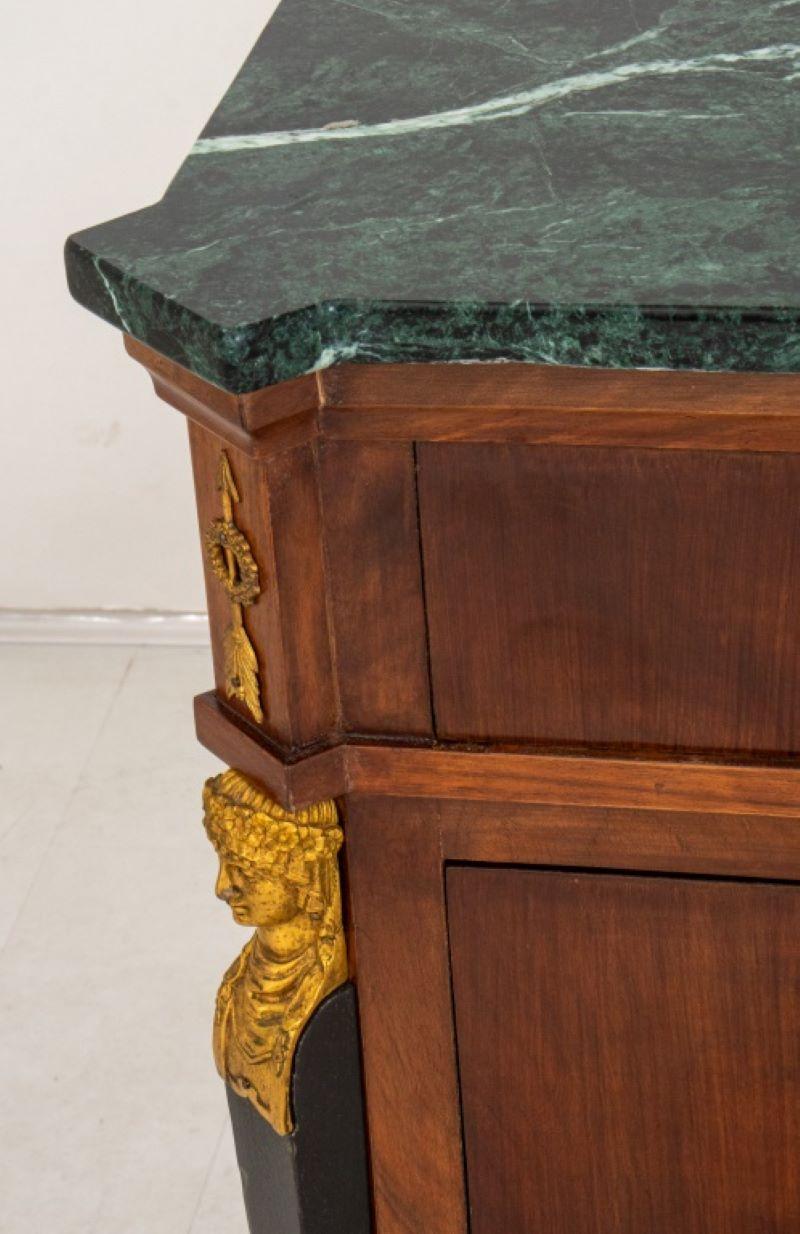 Marble Empire Revival Ormolu Mounted Mahogany Commode For Sale