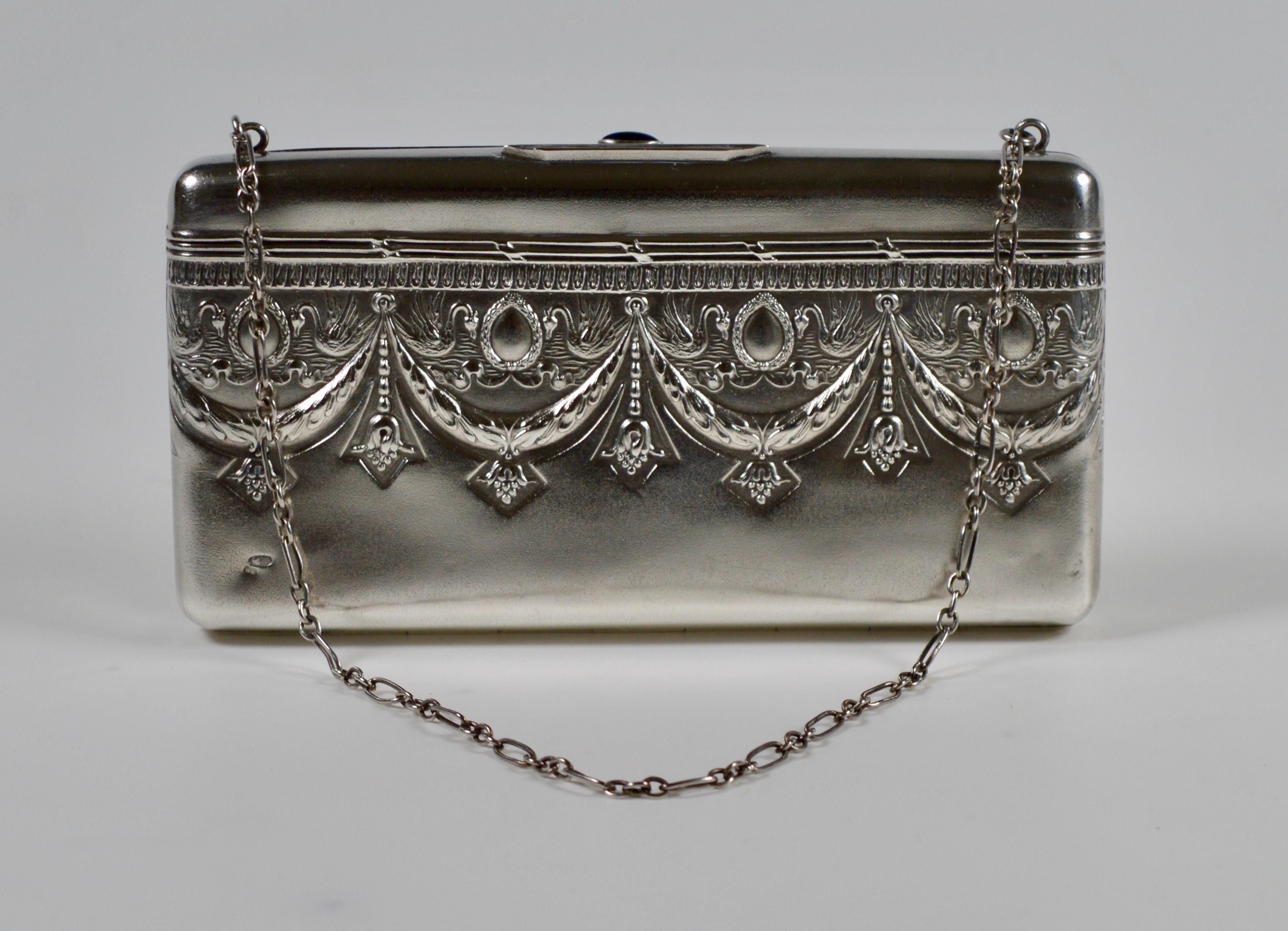 Empire Revival Russian Silver Evening Bag  For Sale 7