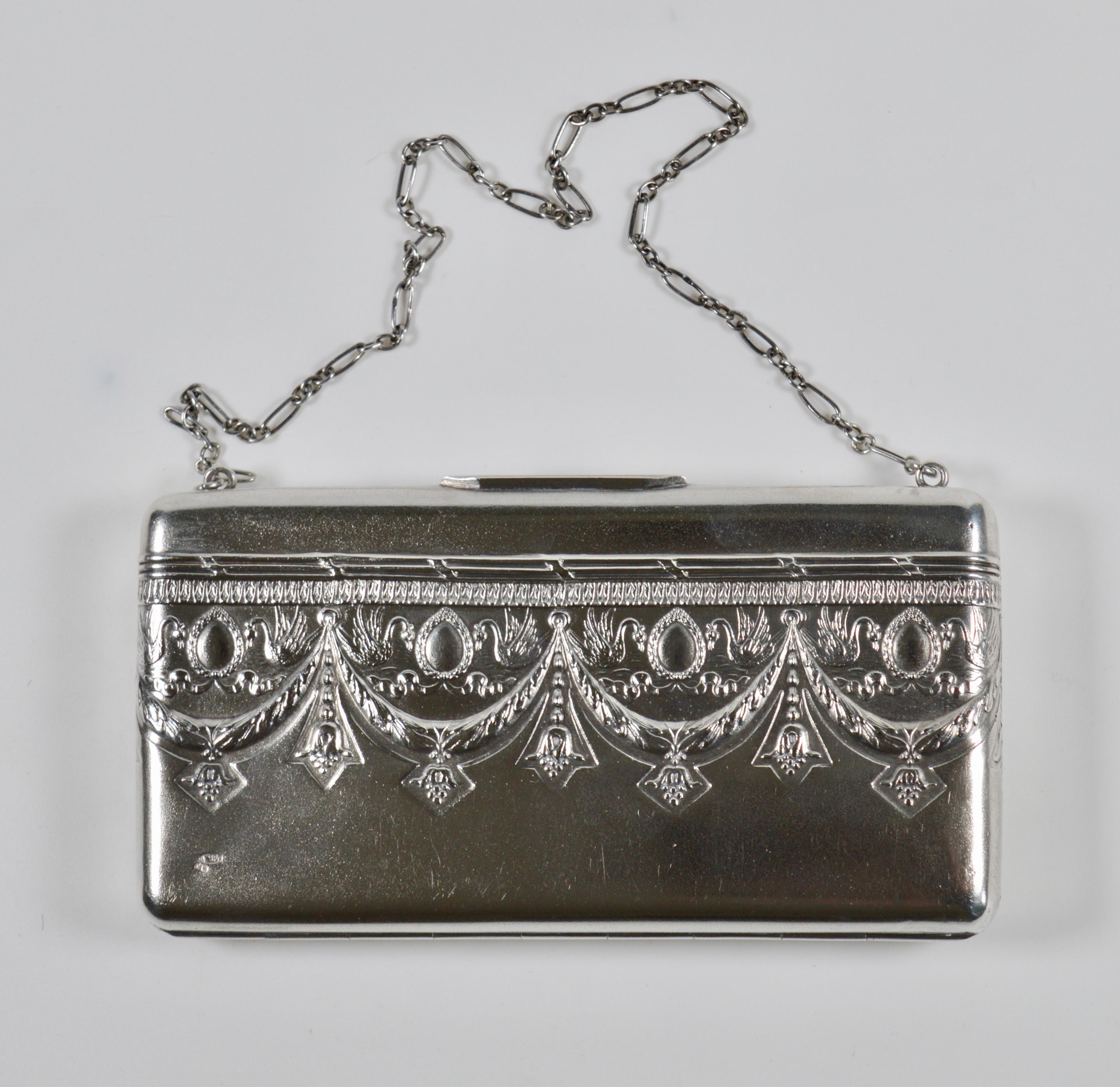 Empire Revival Russian Silver Evening Bag  For Sale 8