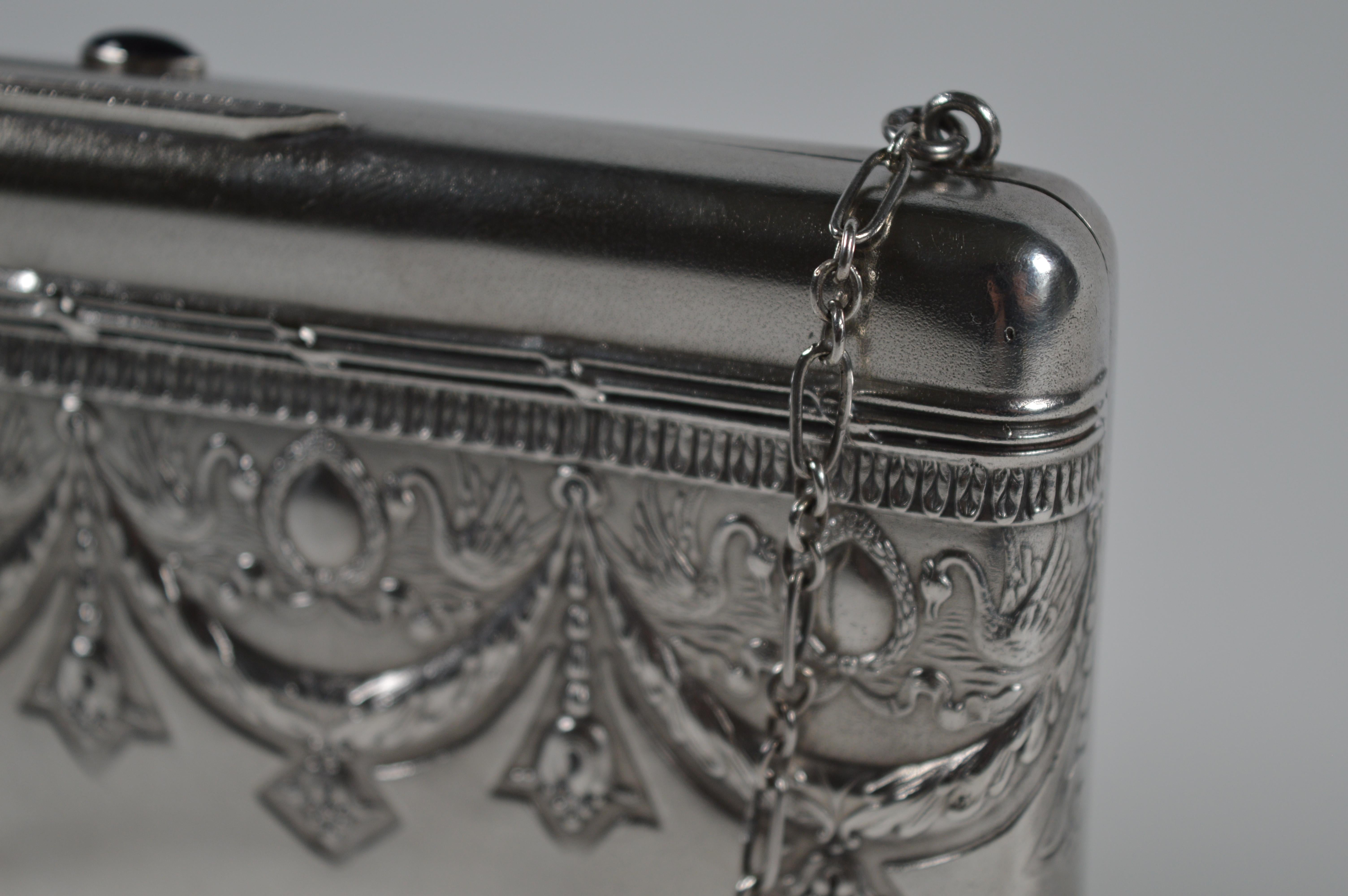 Women's or Men's Empire Revival Russian Silver Evening Bag  For Sale