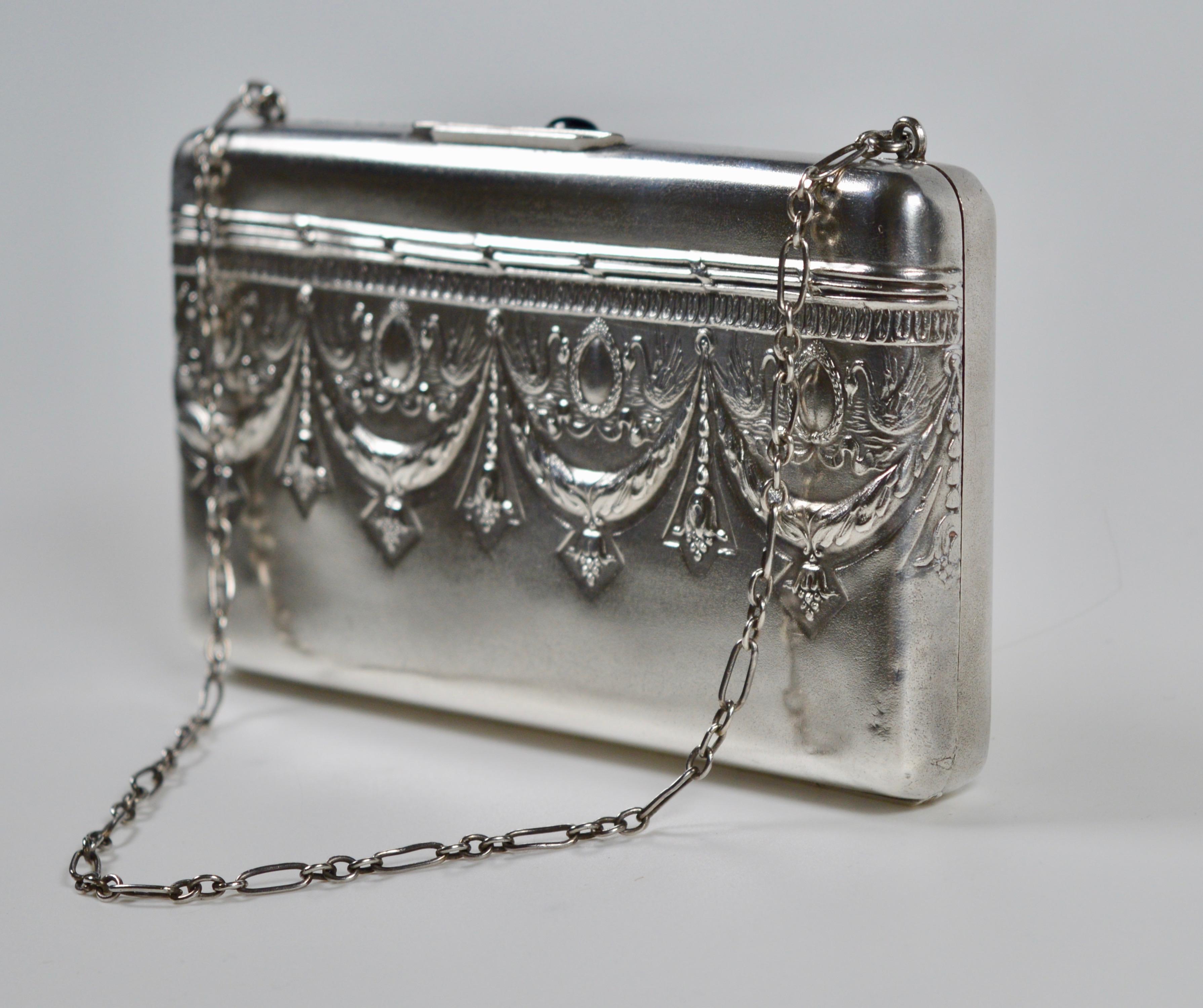 Empire Revival Russian Silver Evening Bag  For Sale 1
